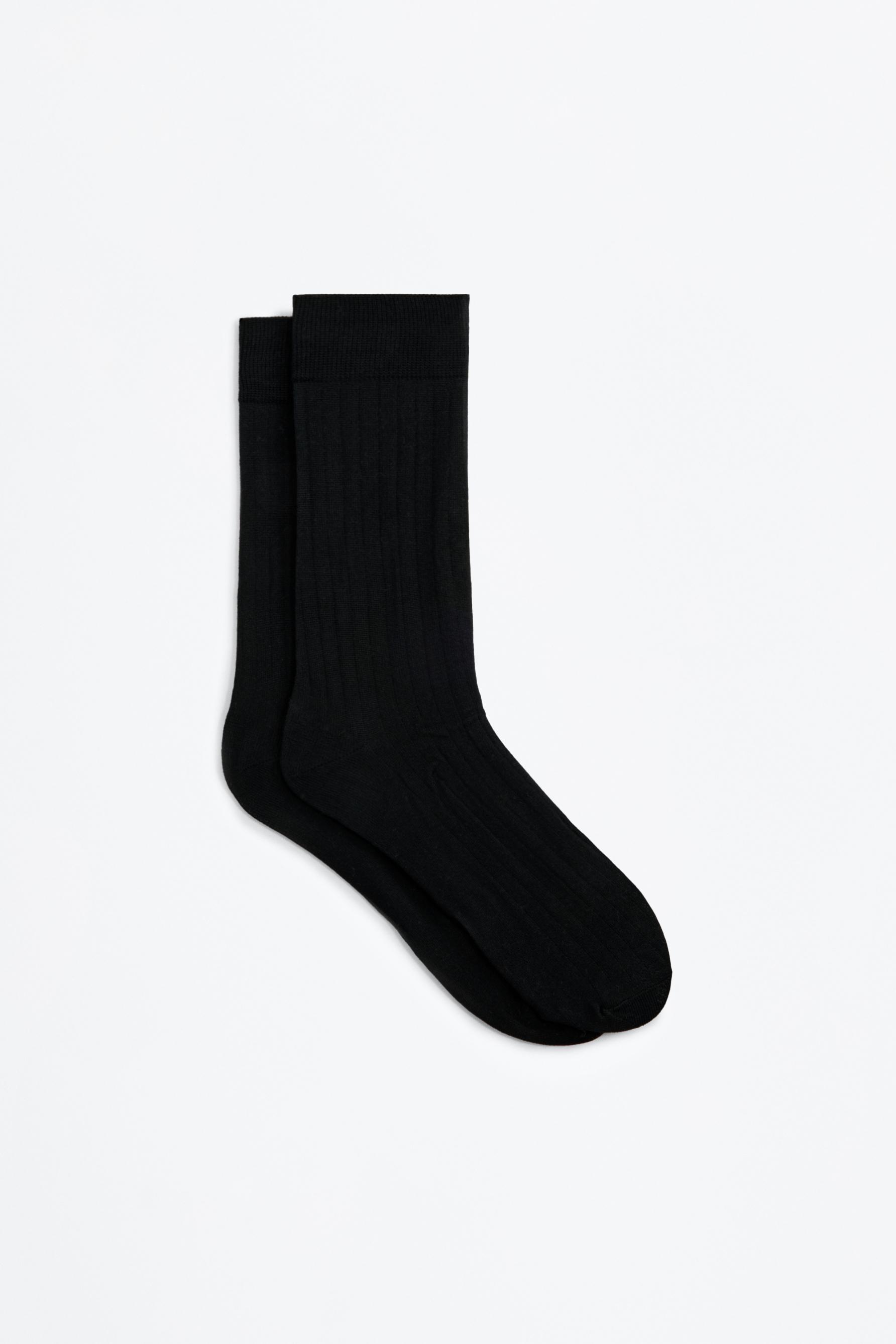 Lefties Edition mercerised cotton long socks (Pack 2) — BLACK