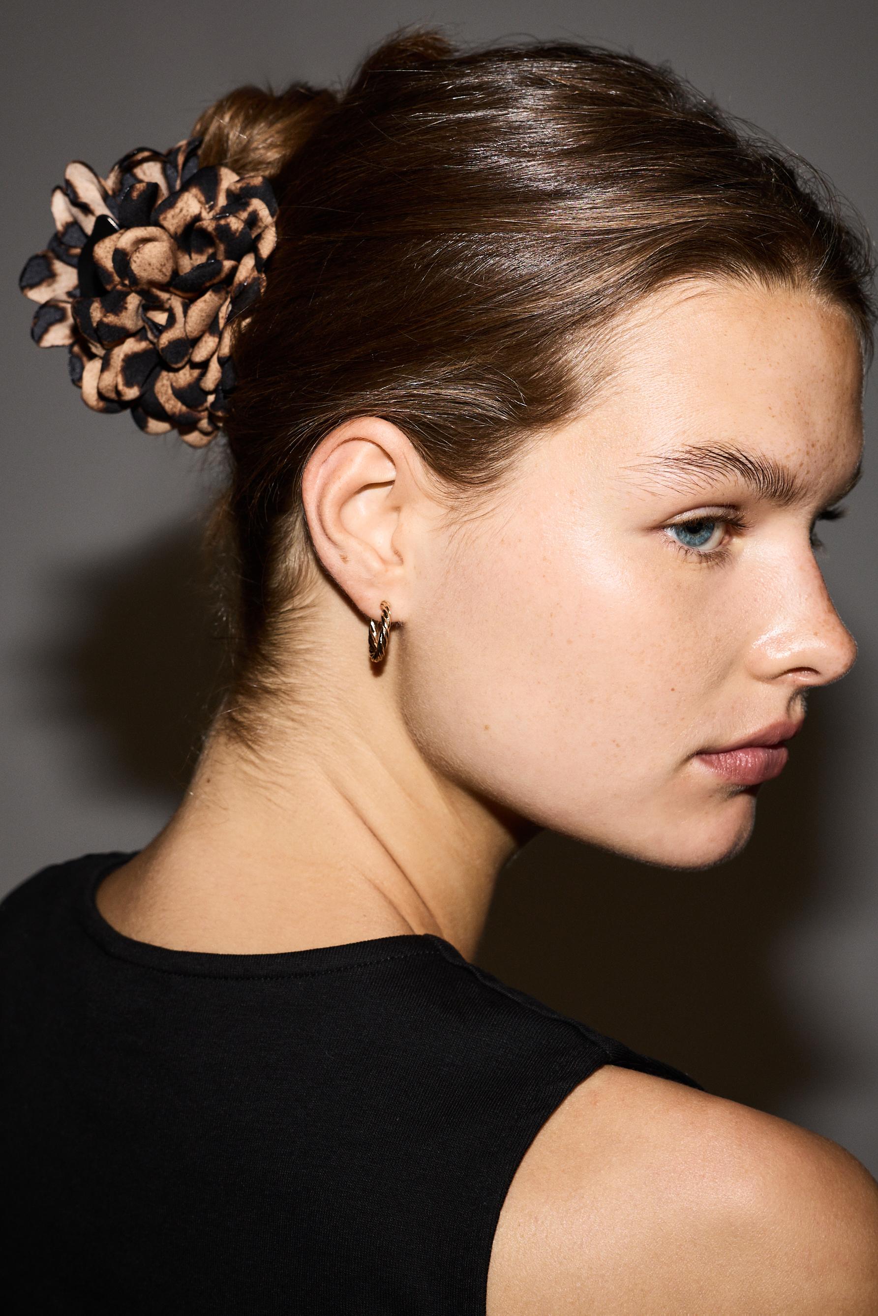Animal print flower hair clip — LEOPARD PRINT