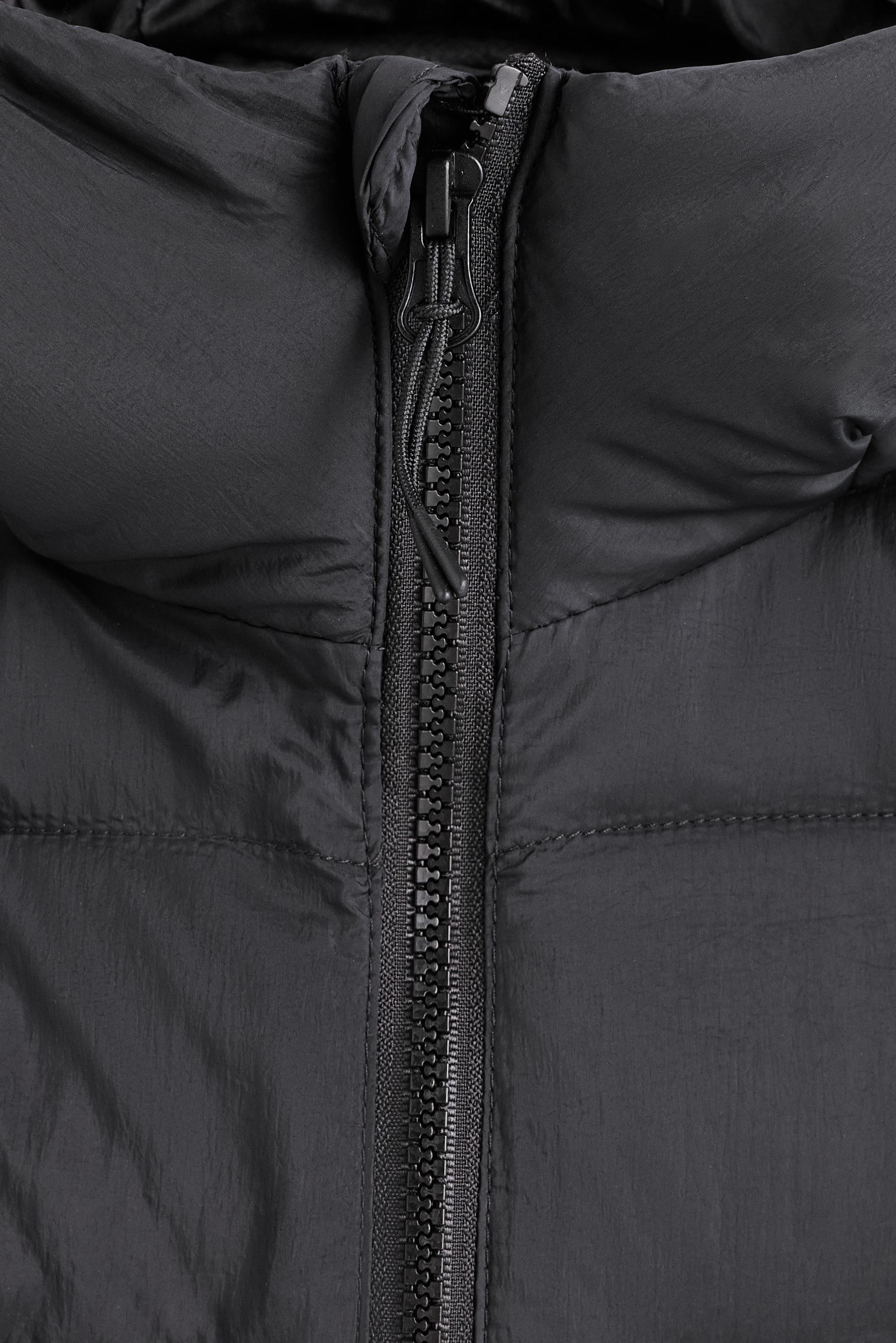 Hooded quilted jacket — BLACK