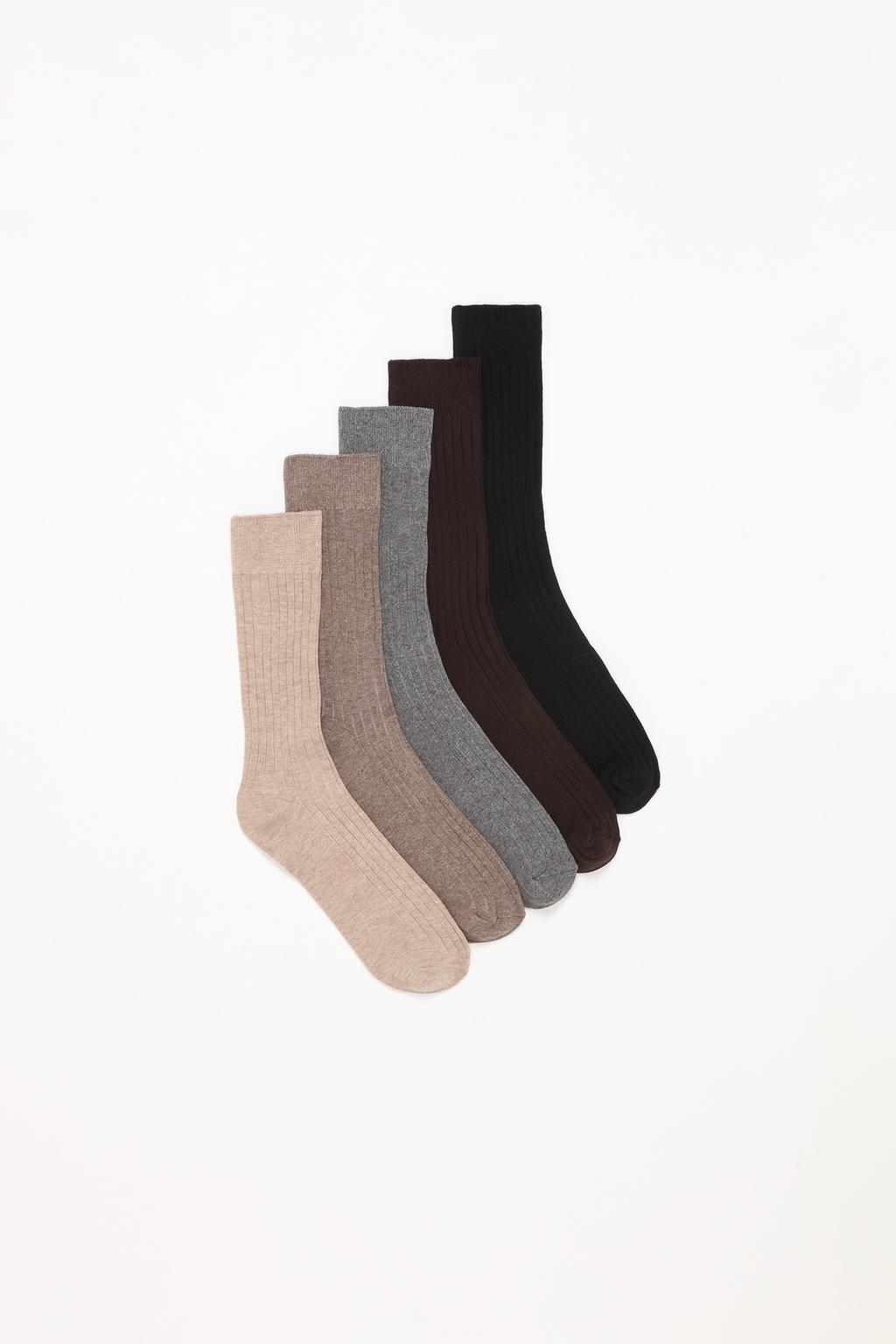 Pack of 5 pairs of long ribbed socks