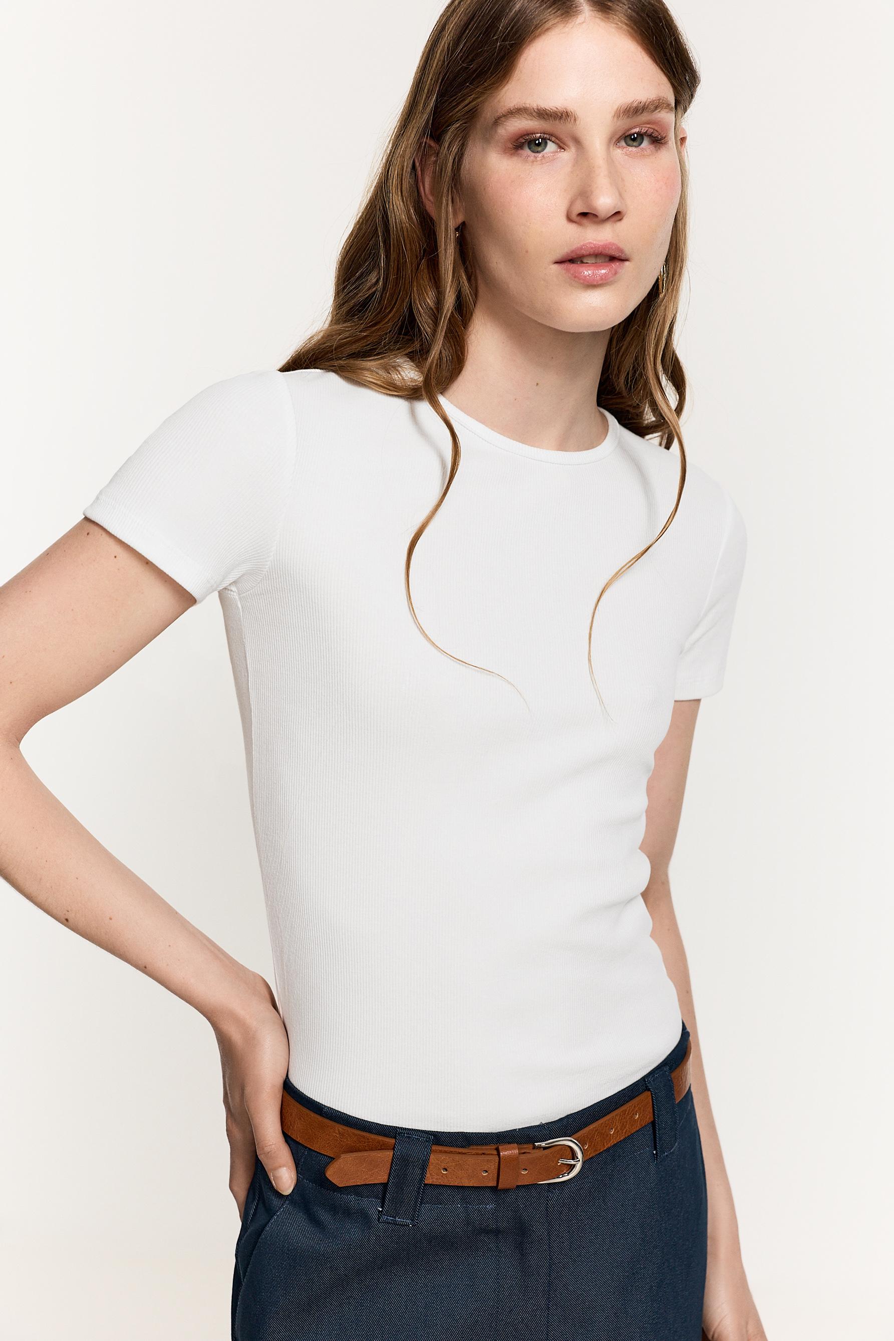 Ribbed T-shirt — WHITE