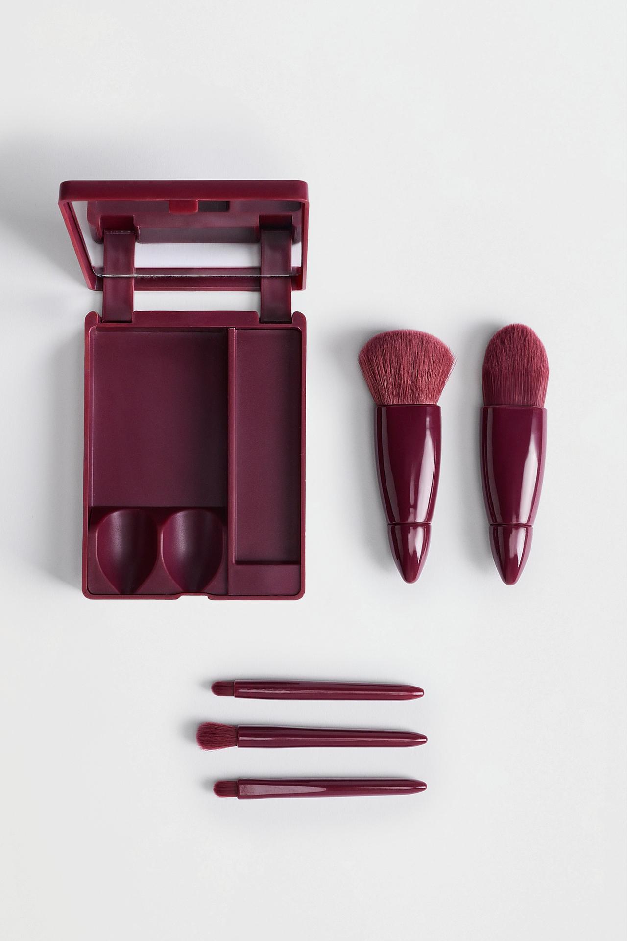 Travel Makeup Brush Set (5-Piece) — BURGUNDY