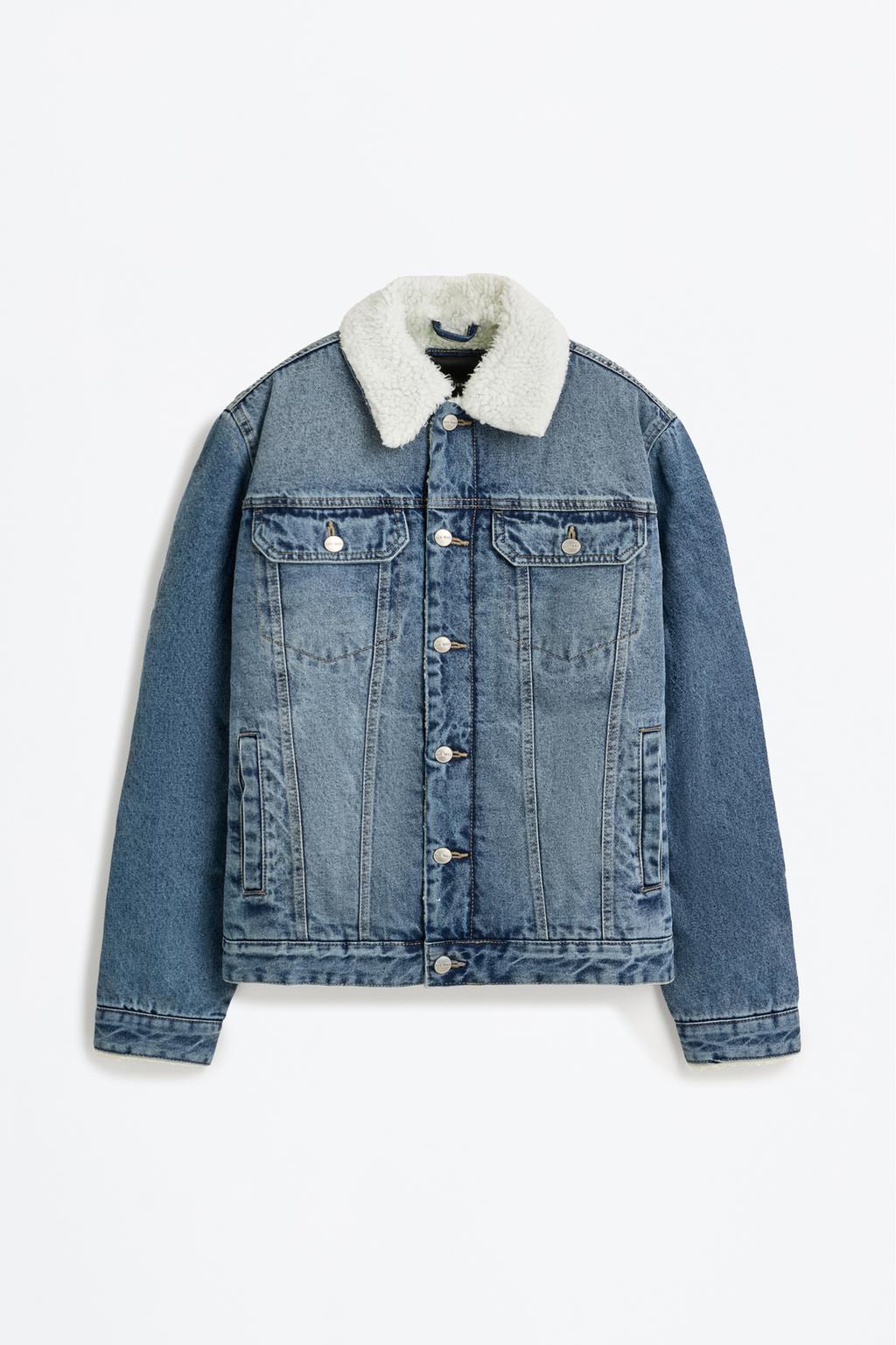 Denim faux shearling jacket
