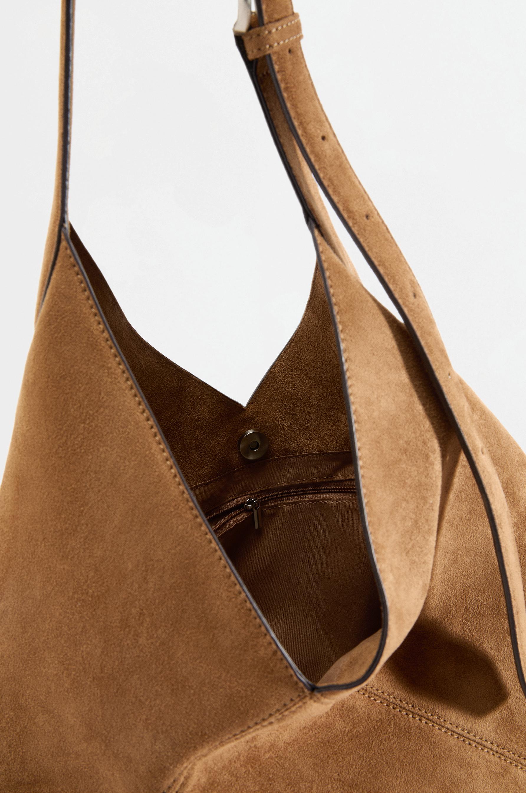 Faux suede shopper bag — CAMEL