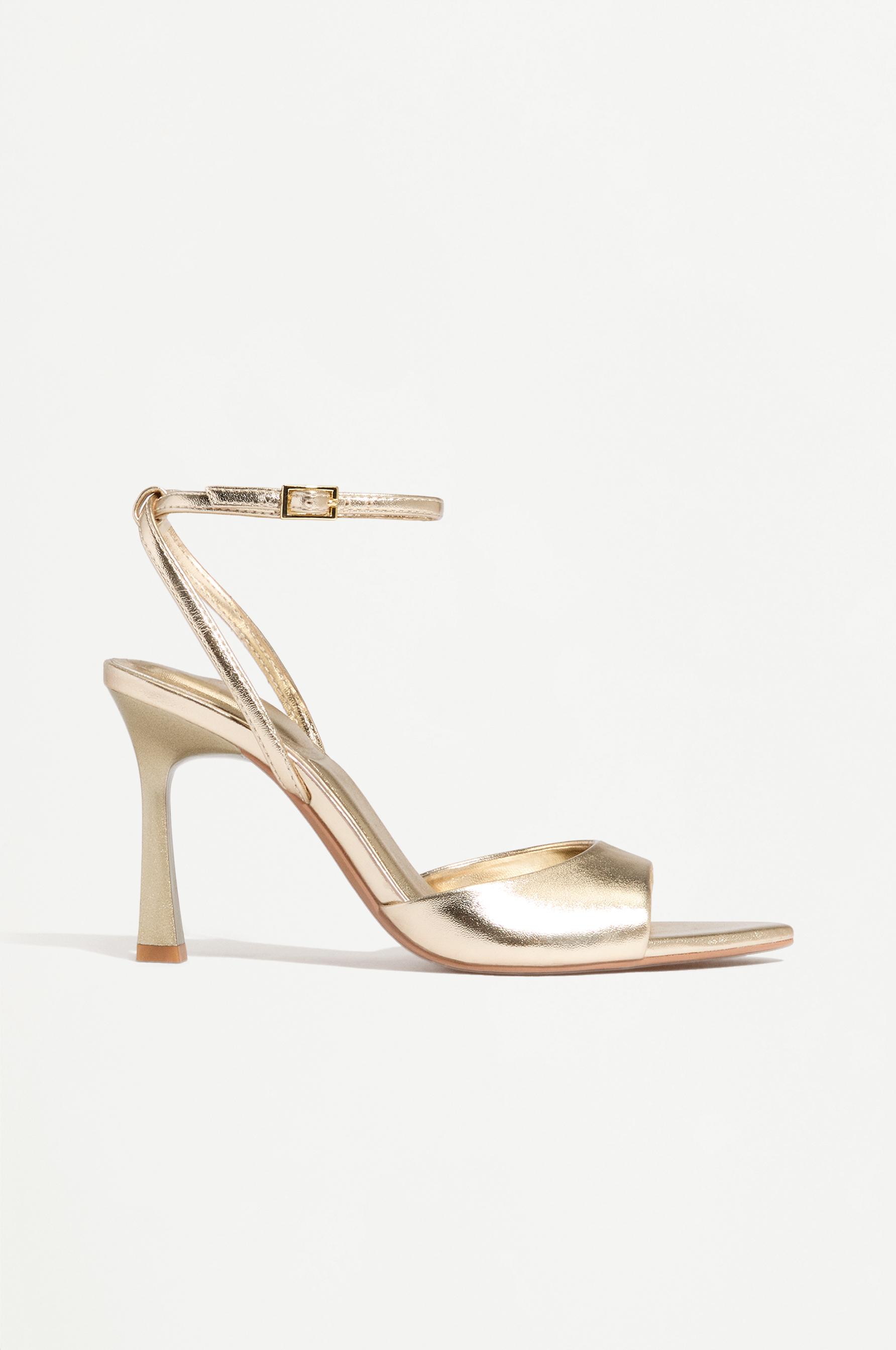 Gold heeled ankle strap sandals — GOLD