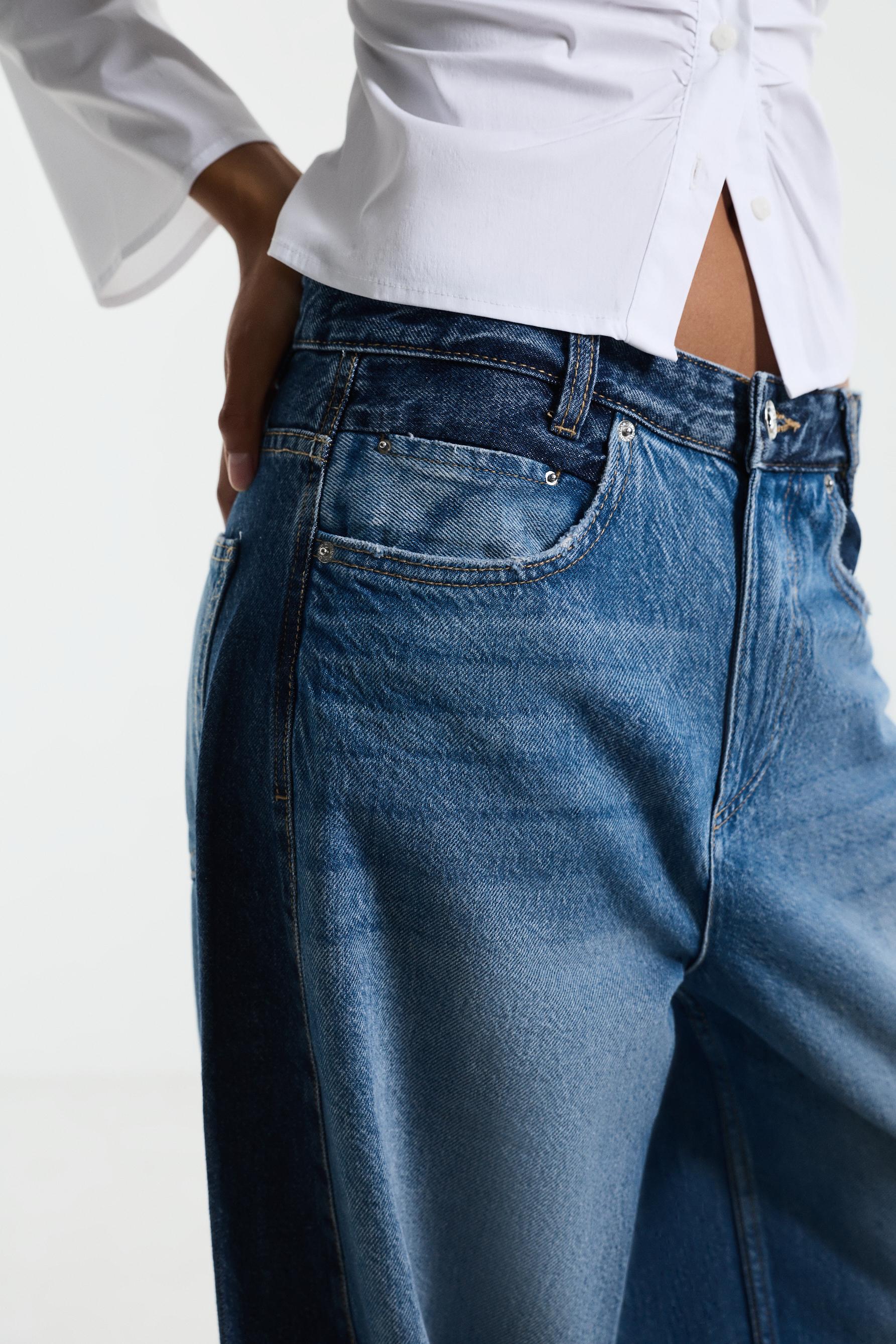 Contrast barrel jeans — DARK BLUE