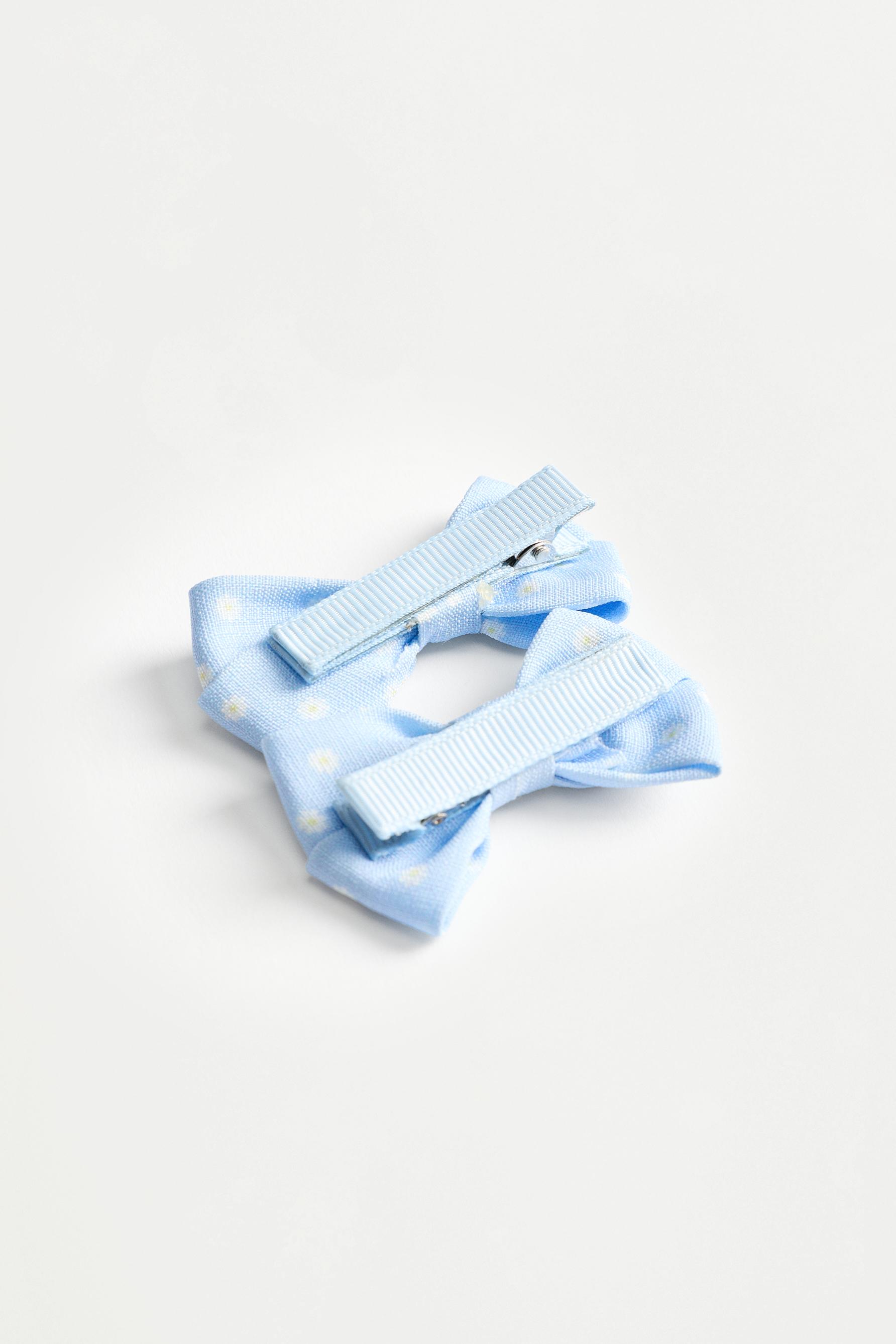 Floral bow hair clips (2-pack) — SKY BLUE