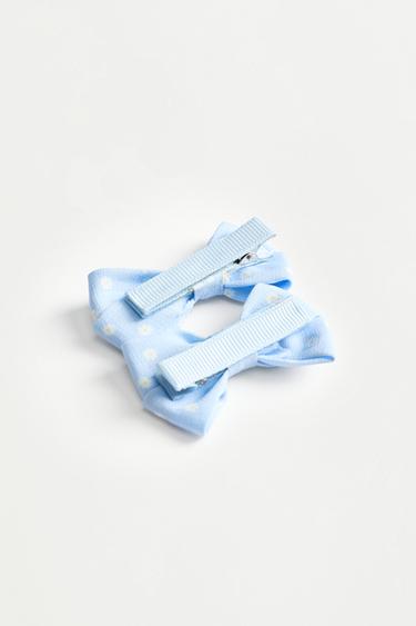 Floral bow hair clips (2-pack) — SKY BLUE 3