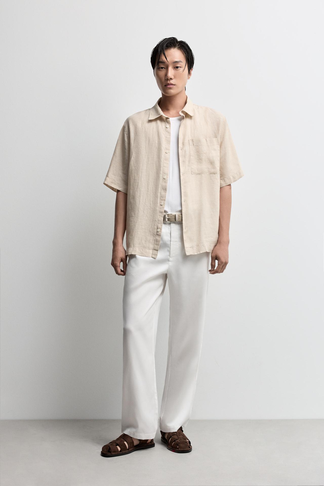 100% linen shirt — SAND