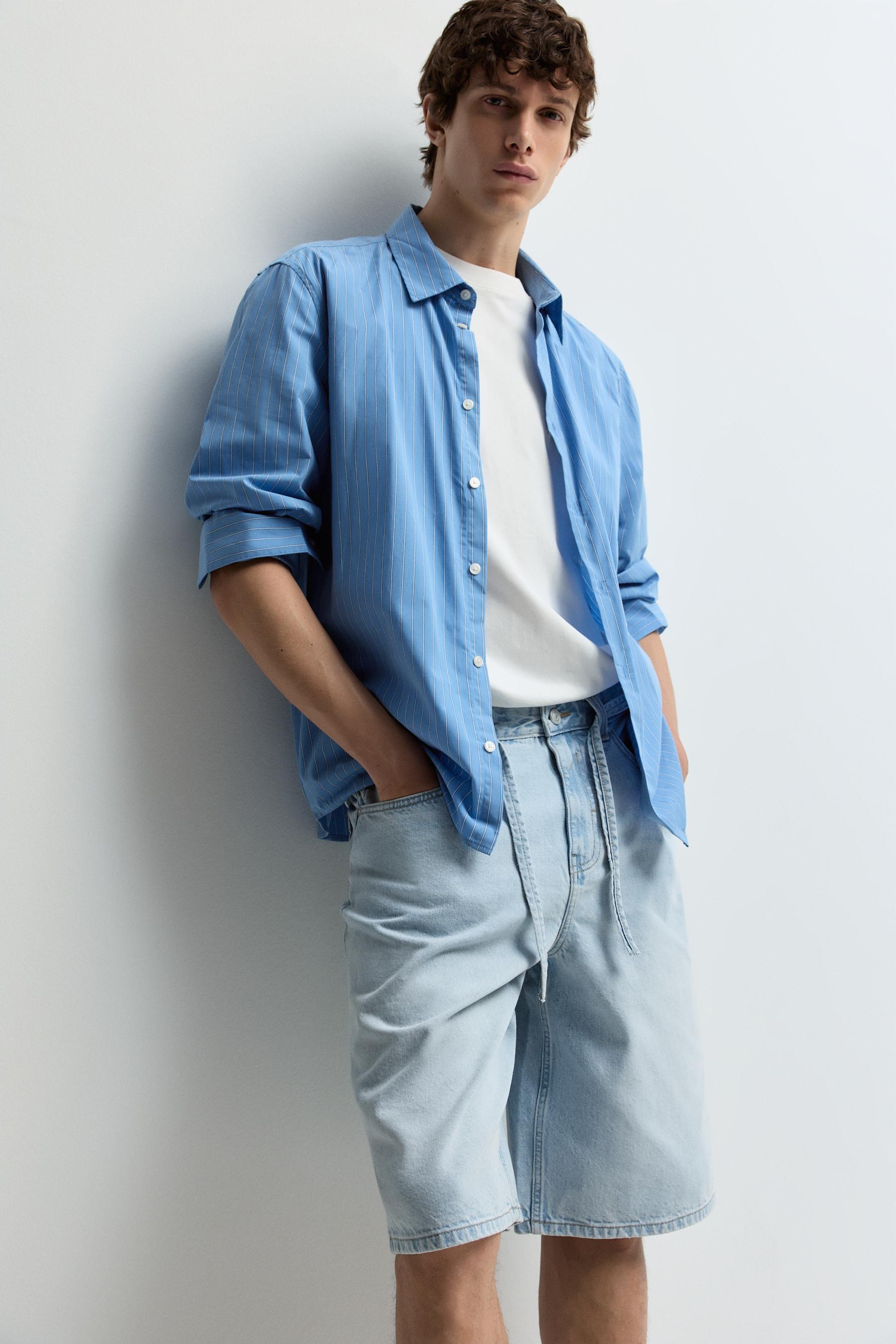 Baggy denim Bermuda shorts — PALE BLUE