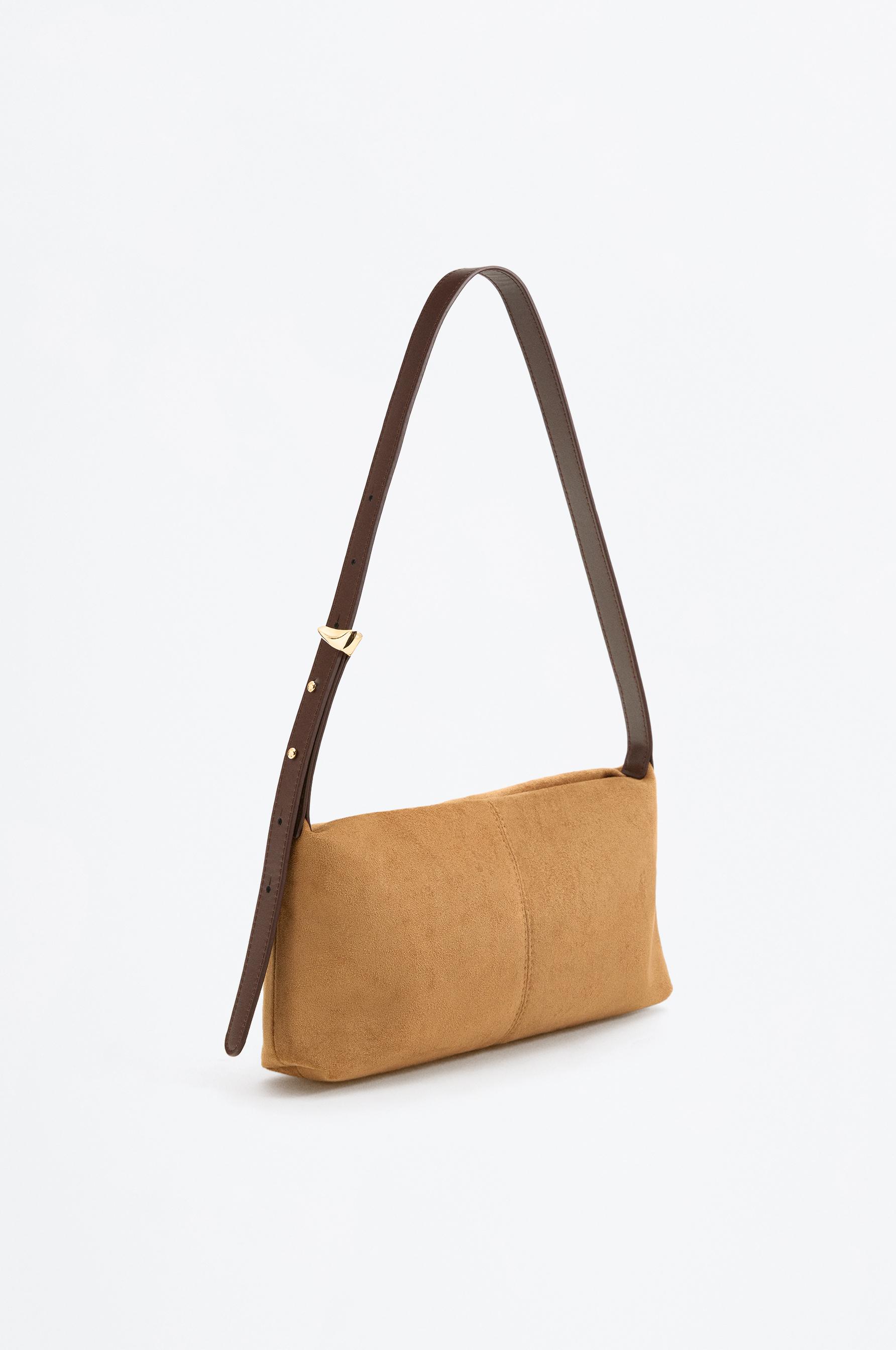 Multi-Position Suede Effect Bag — CAMEL
