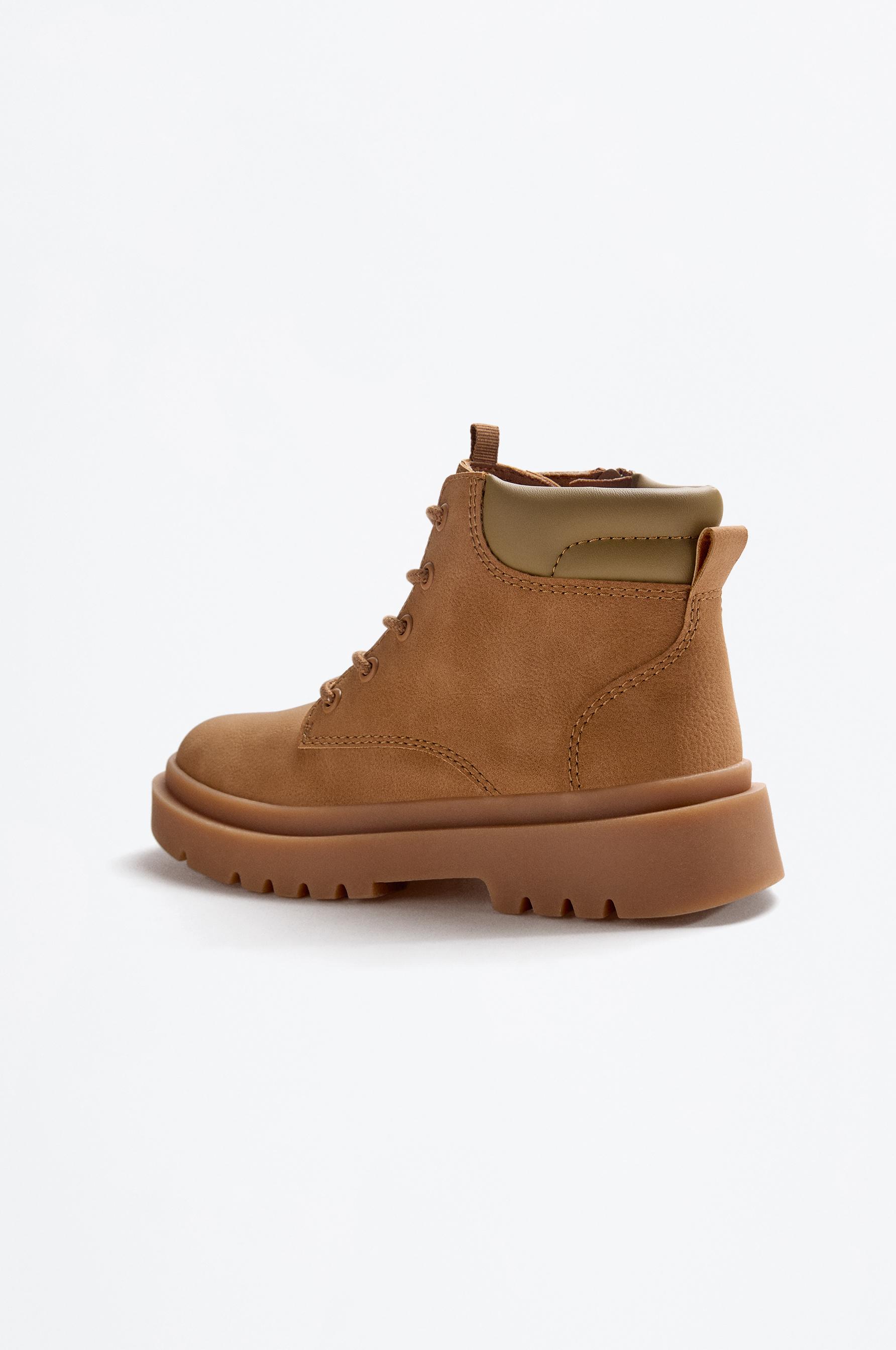 Contrast collar ankle boot — ORANGE