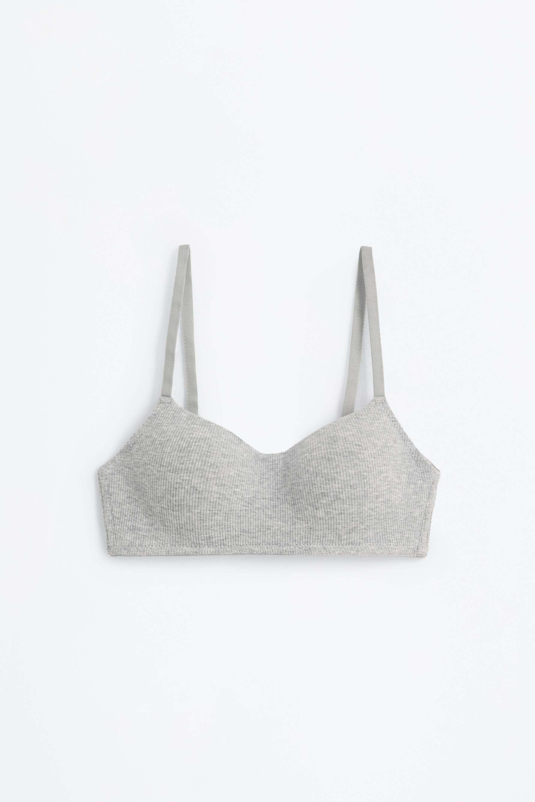 Ribbed pre-shaped bra — GREY