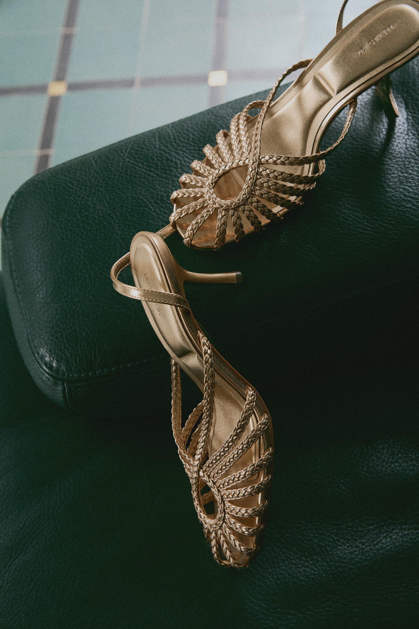 Heeled cage sandals — GOLD