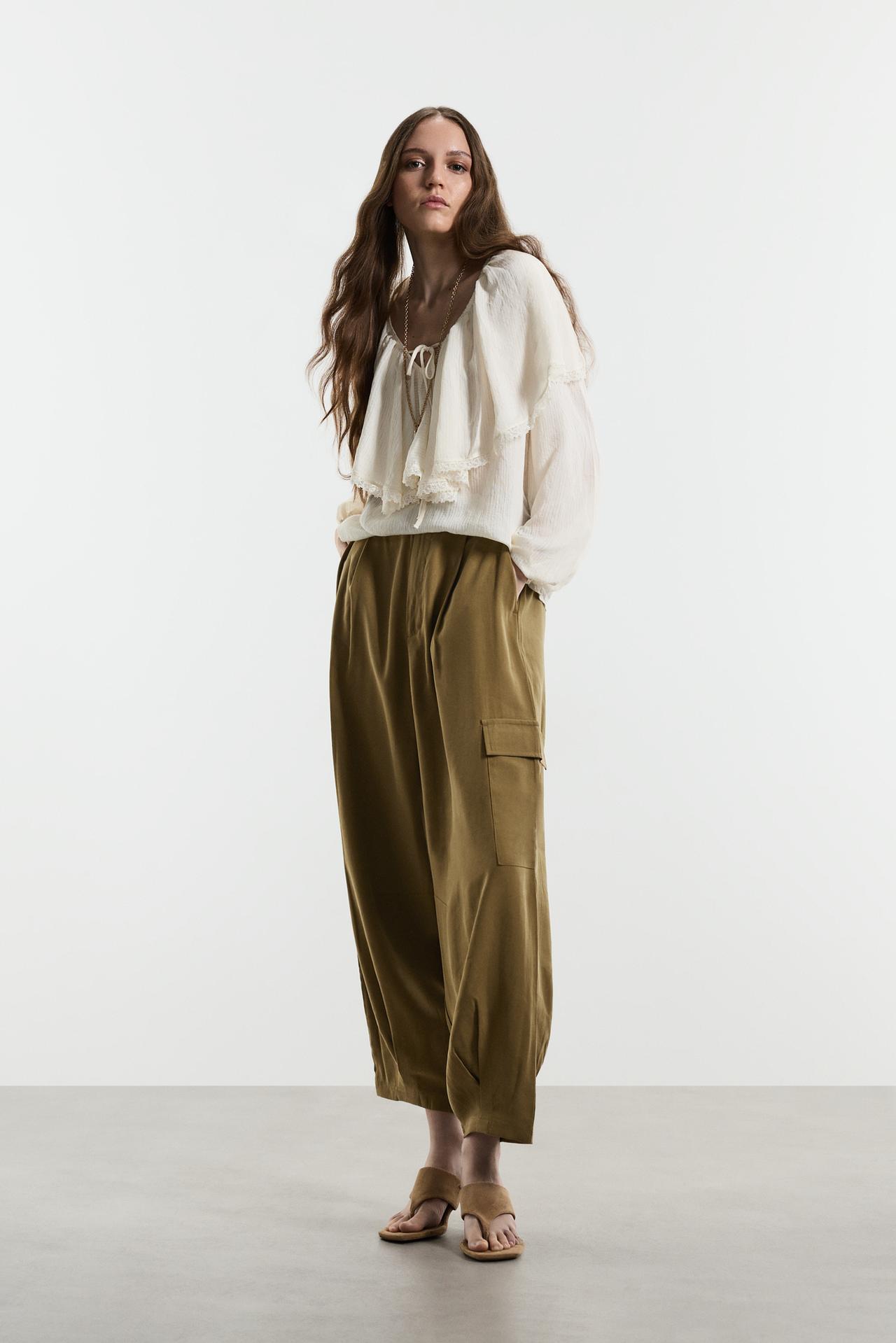 Flowing cargo trousers — DARK KHAKI