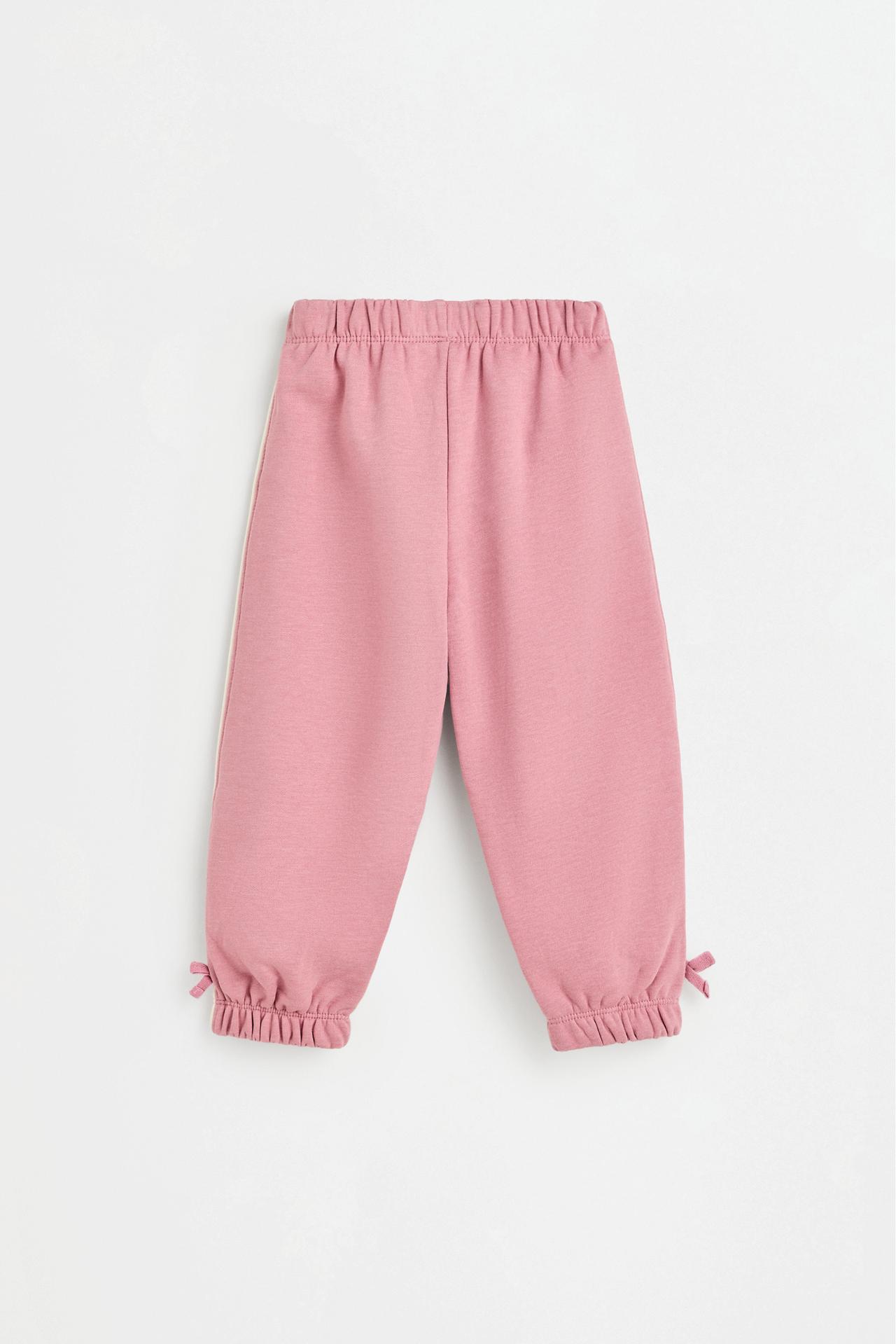 Polo sweatshirt and bow trousers set — DUSTY PINK