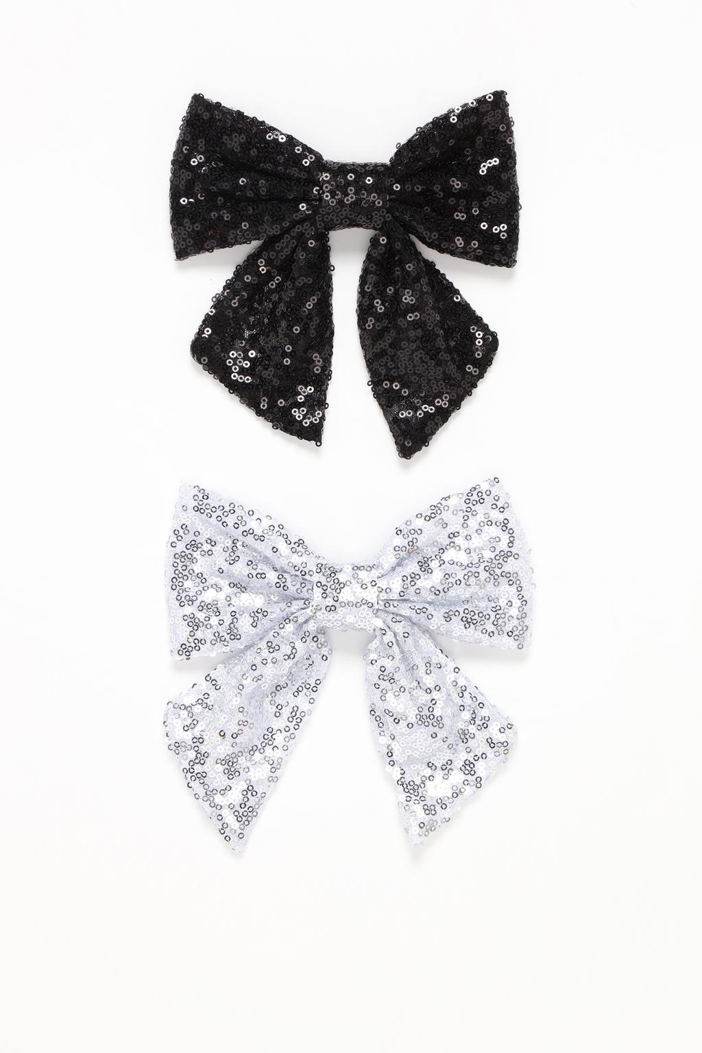 Pack of 2 hair clips with sequinned bow