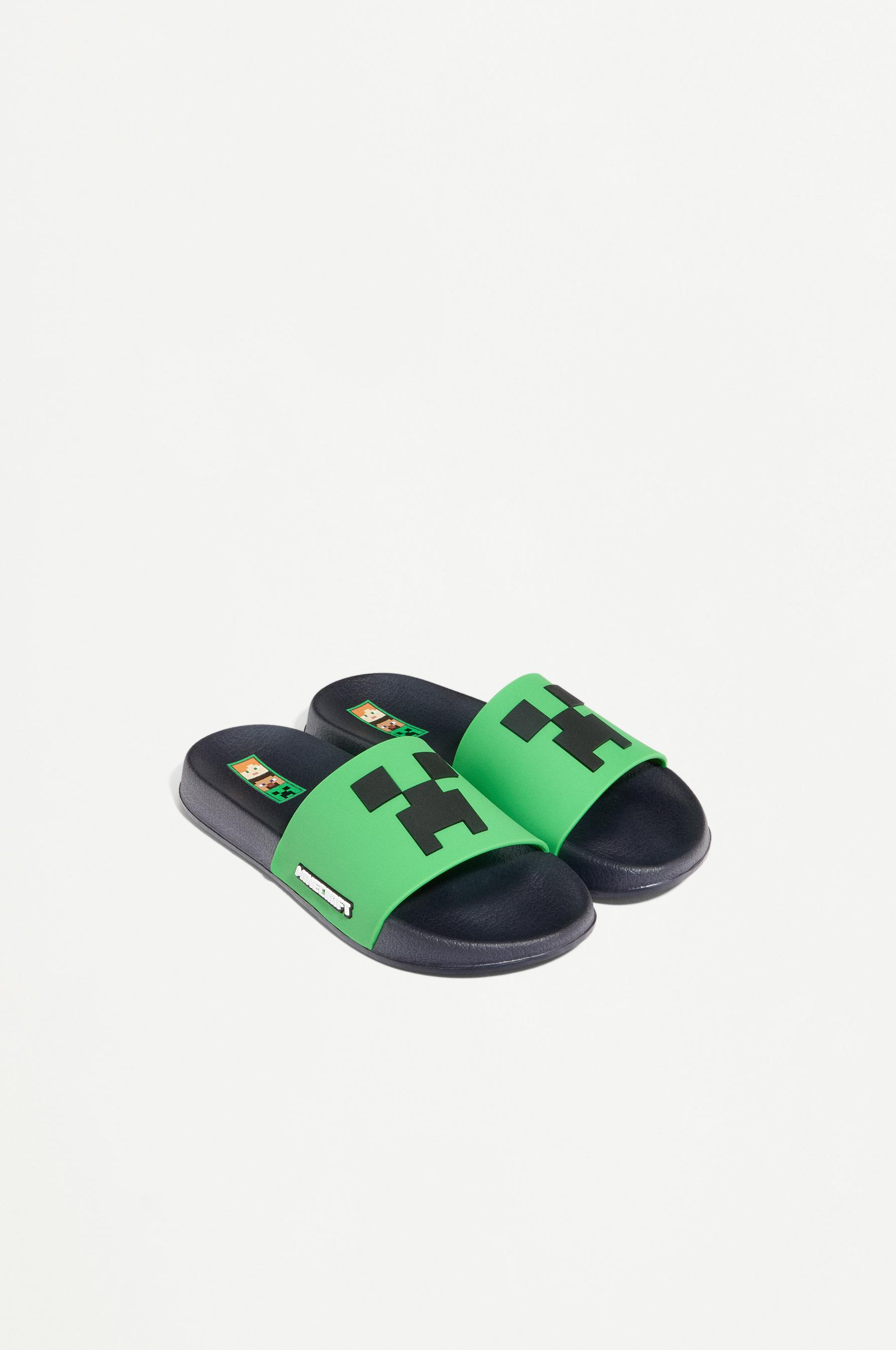 MINECRAFT SLIDE SANDALS — GREEN