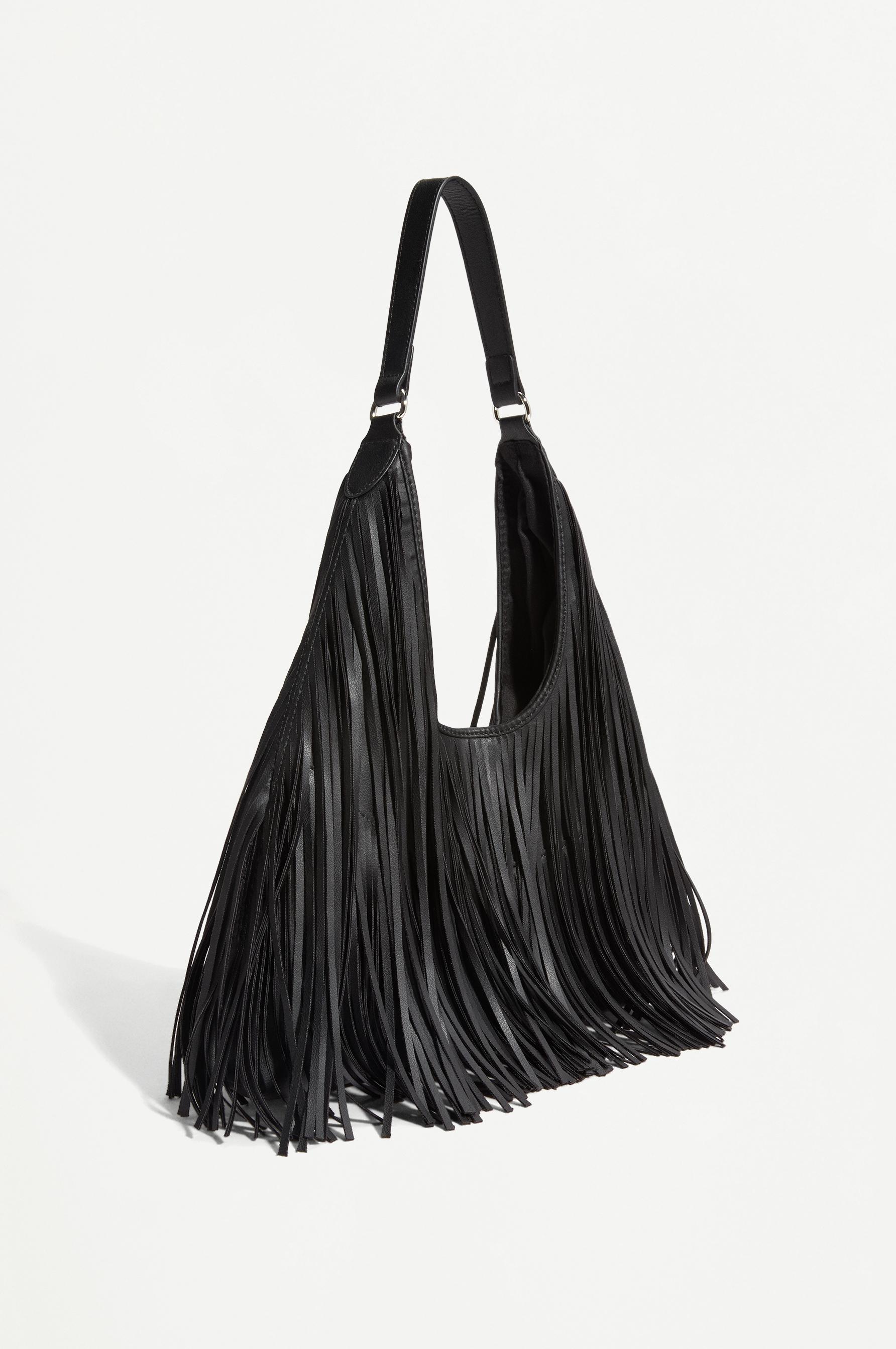 Fringed shoulder bag — BLACK