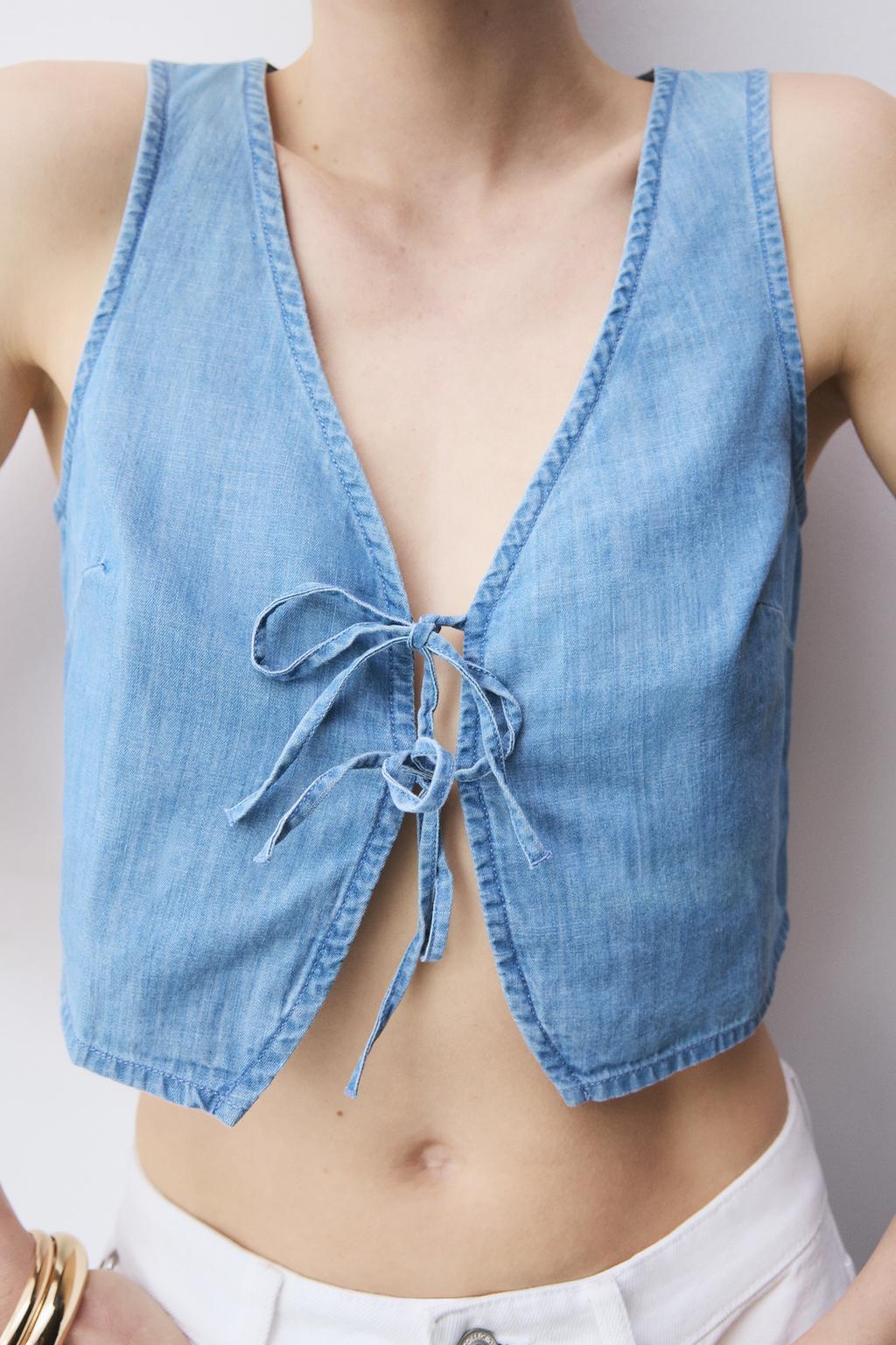 Denim top with ties