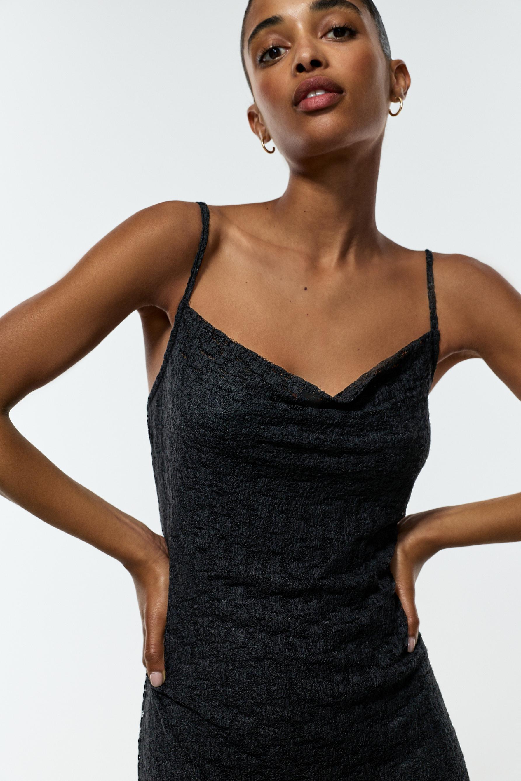 Lace midi dress — BLACK