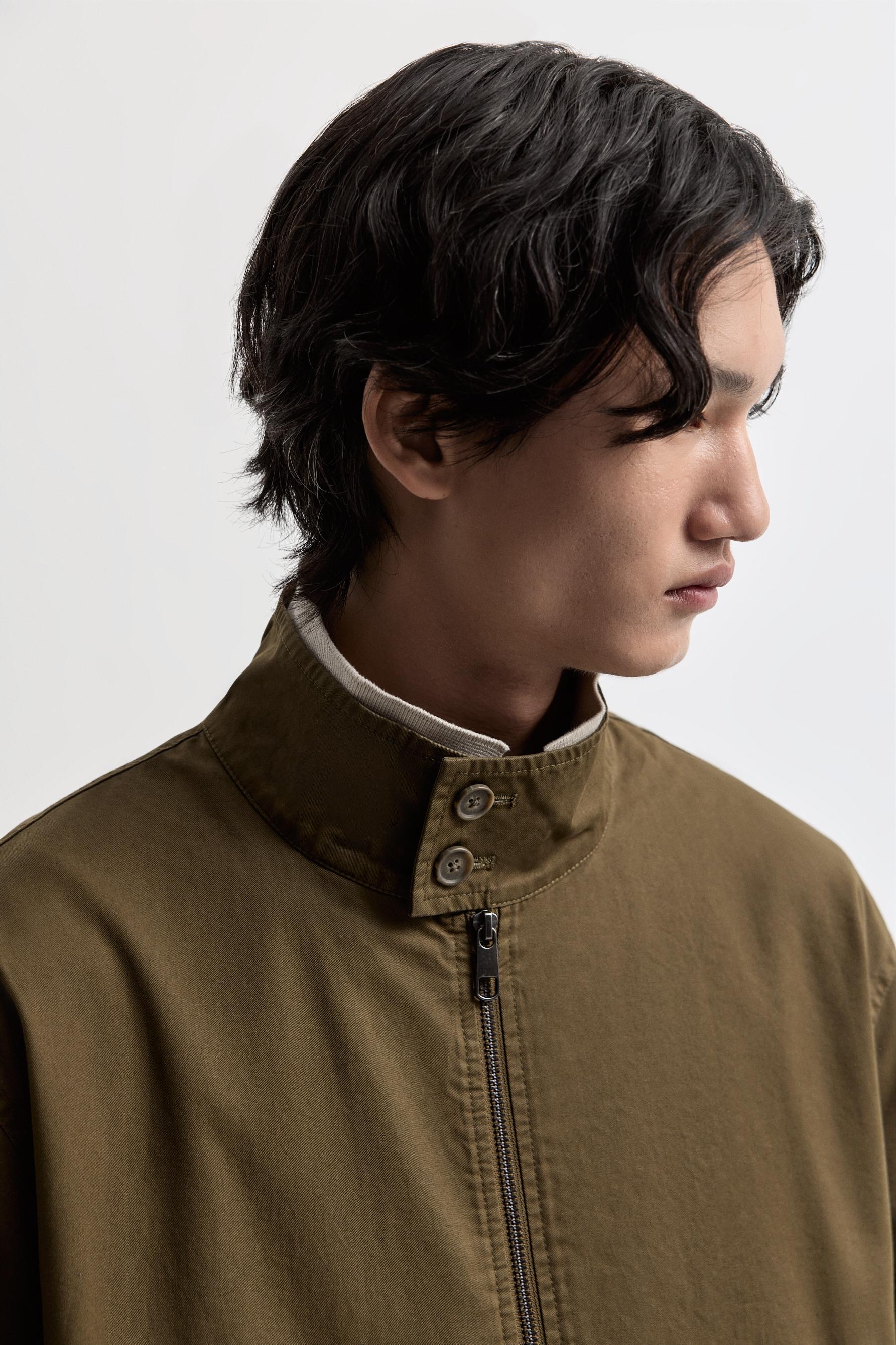High neck jacket — DARK KHAKI