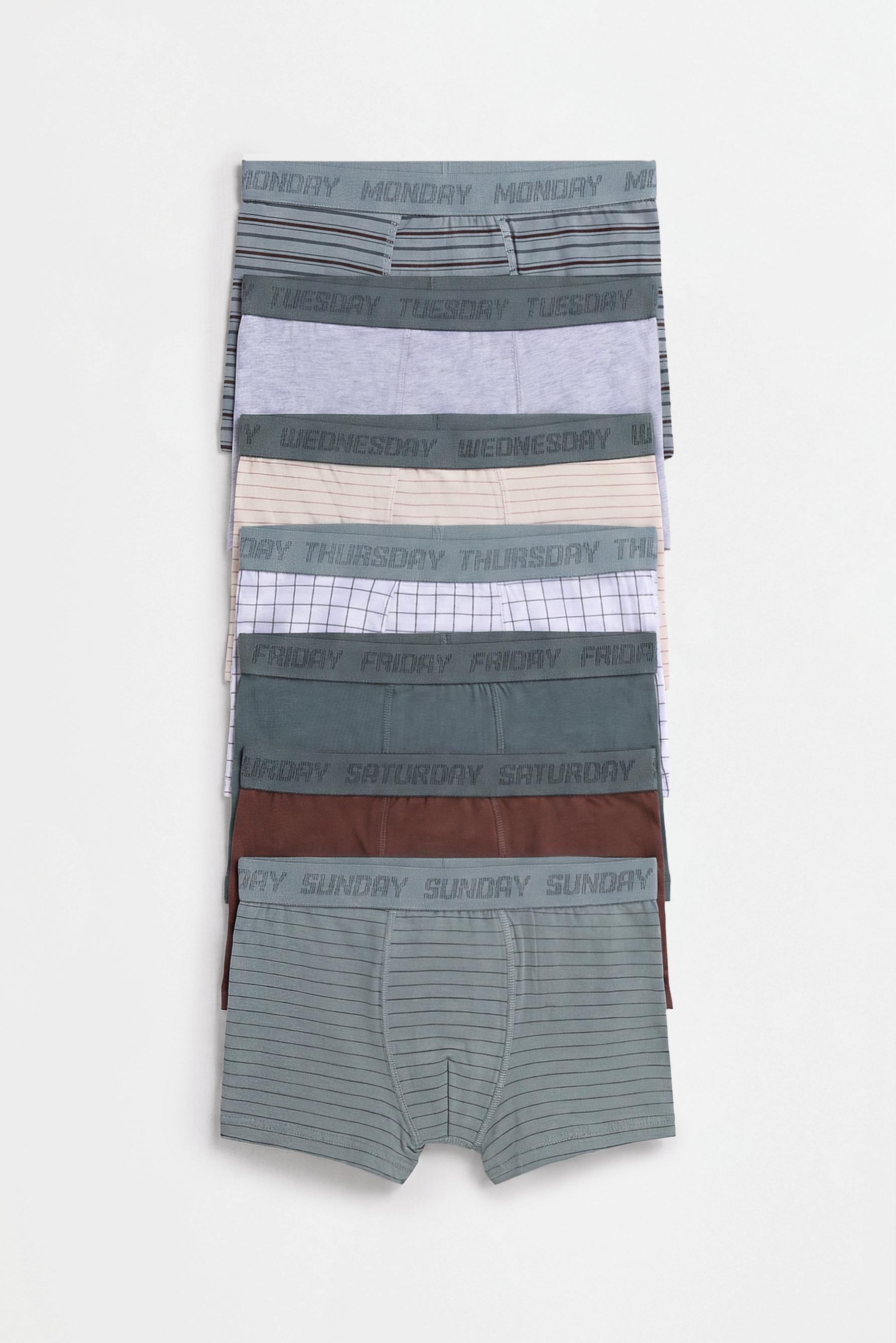 Weekly boxer brief 7-pack — BROWN/GREEN