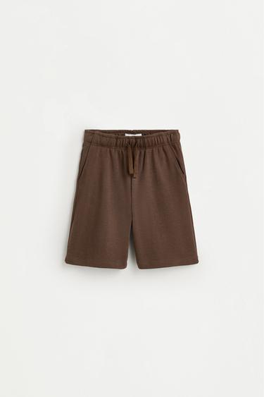 Jogger plush Bermuda shorts — EARTH BROWN 1