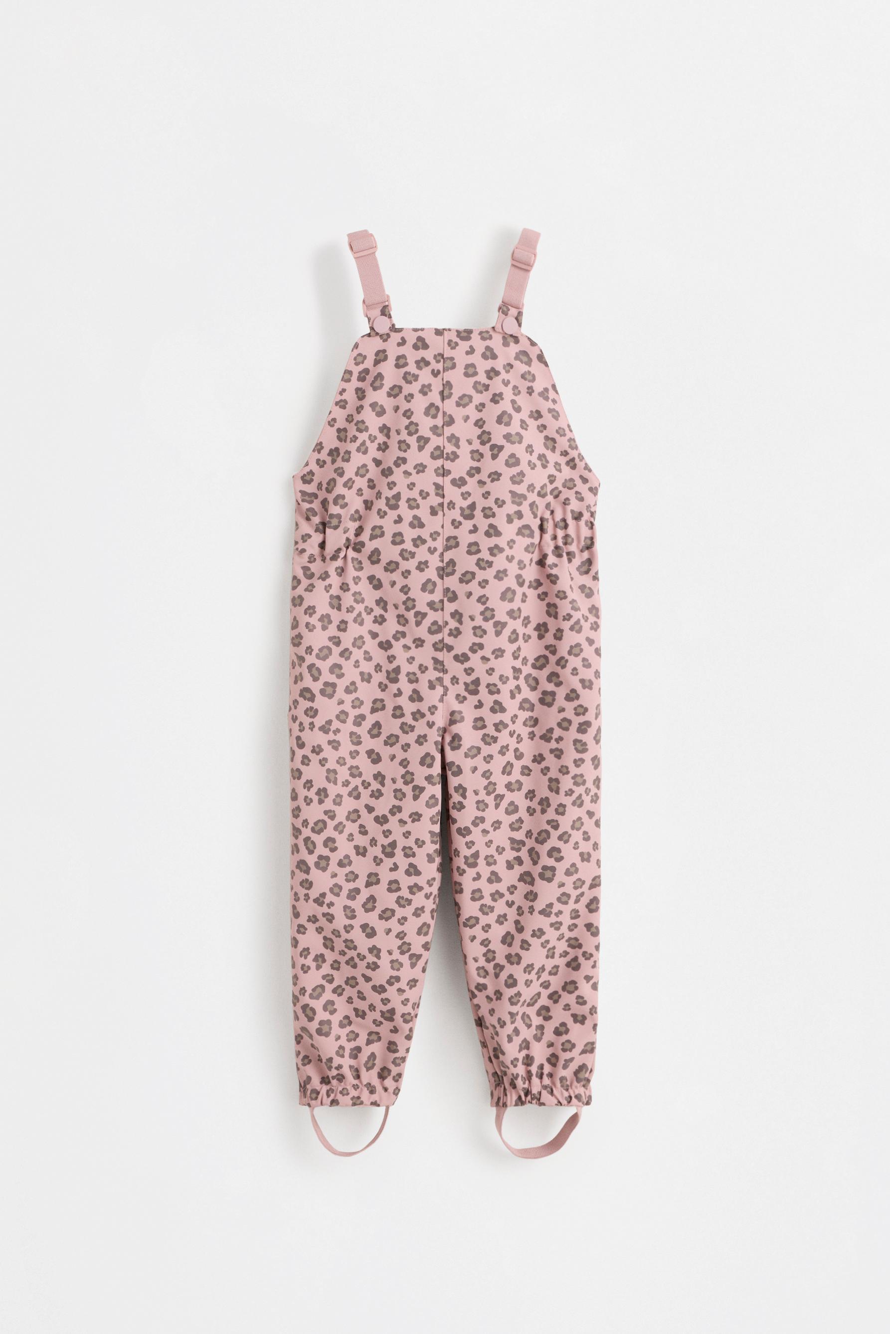 Rubberised fleece-lined dungarees — DUSTY ROSE