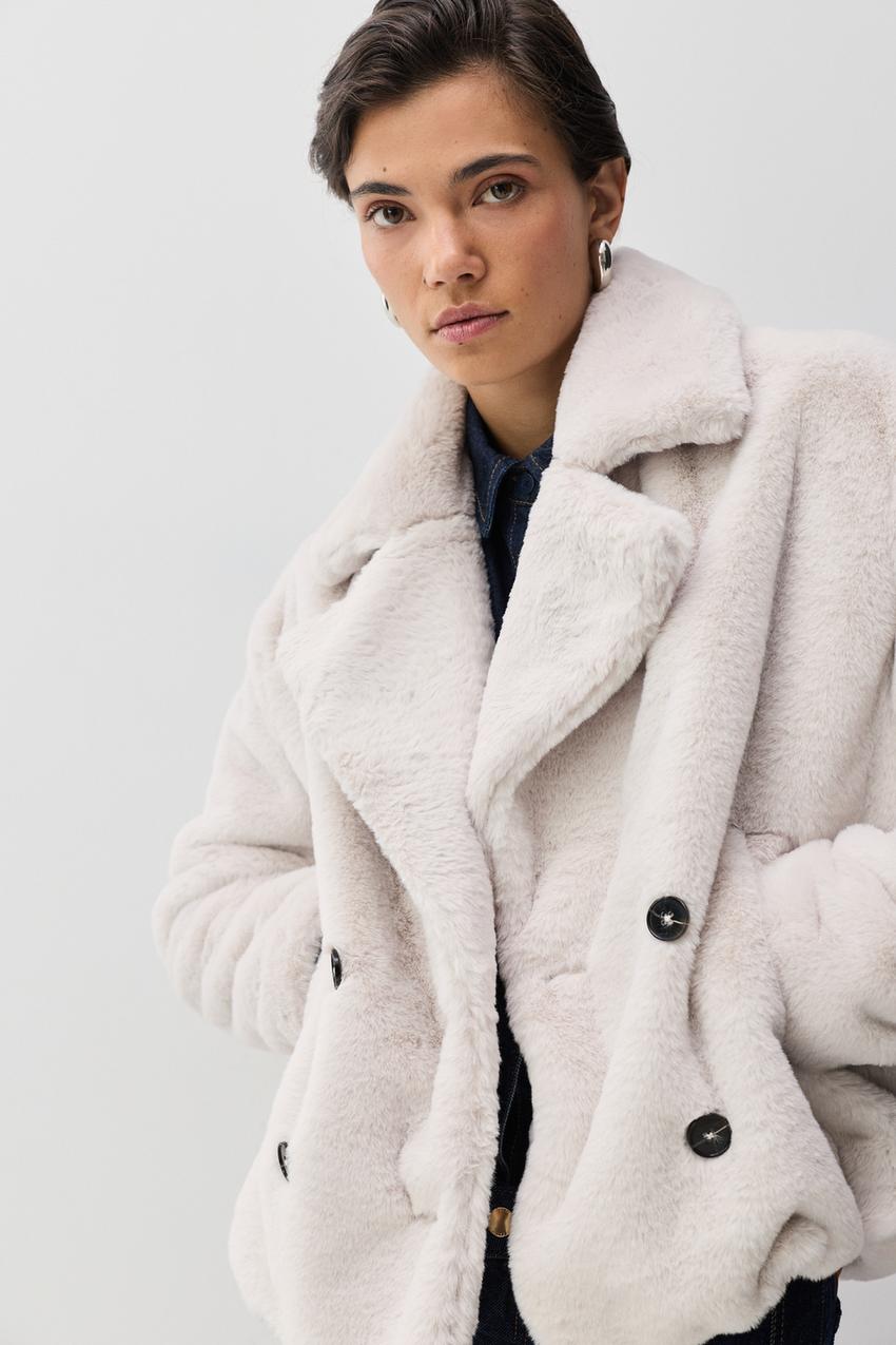 jacket abrigo de pelo sintetico lefties