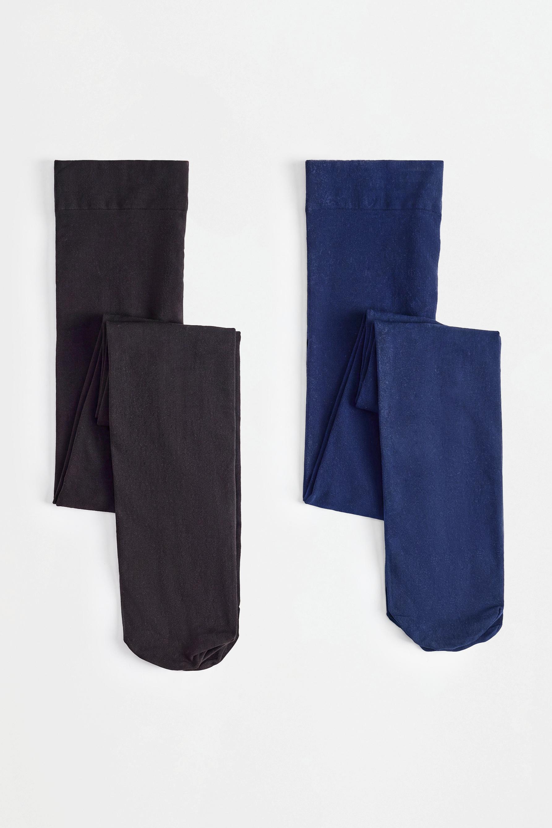 50 DEN solid-color tights (2-pack) — BLACK