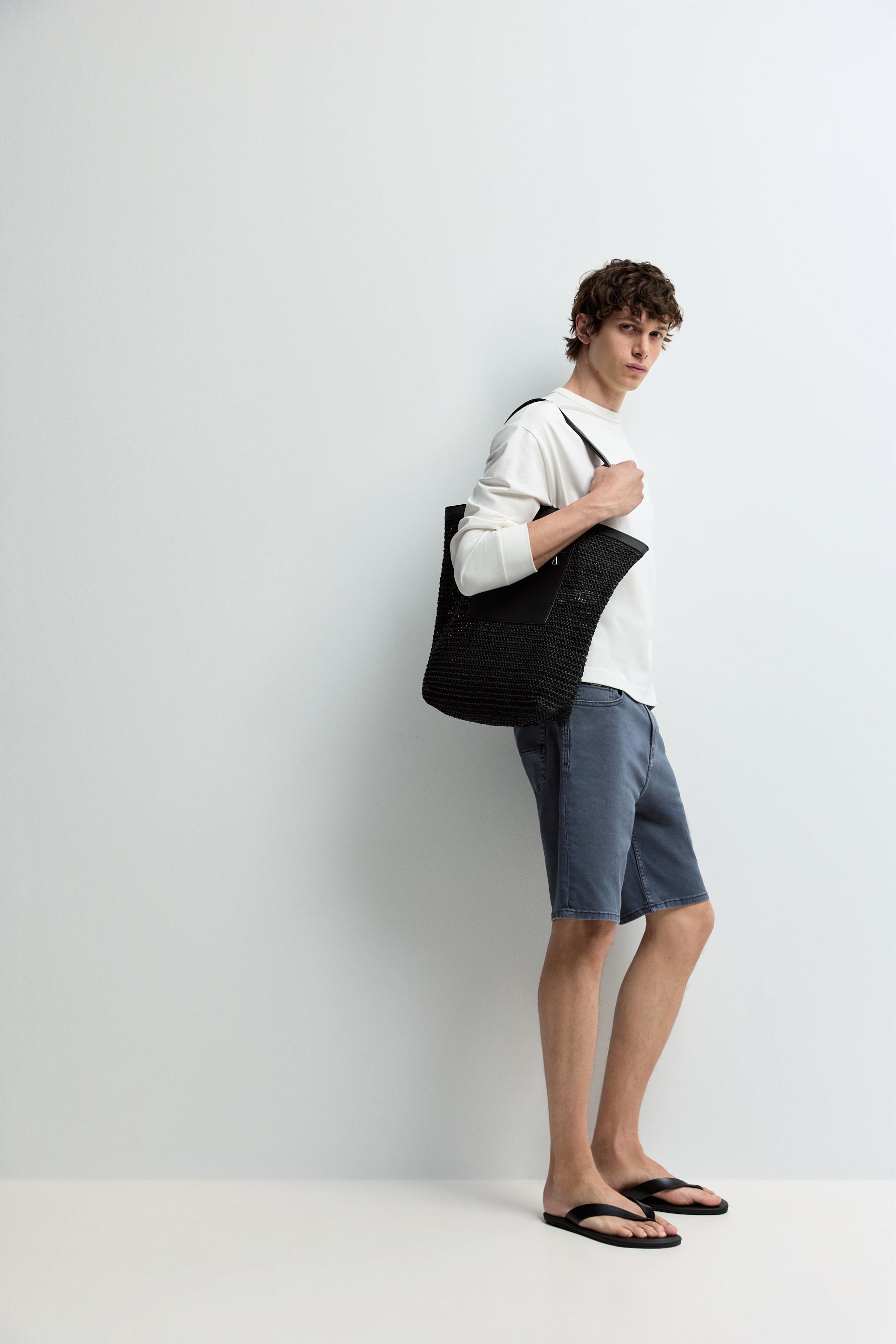 Slim denim Bermuda shorts — INDIGO