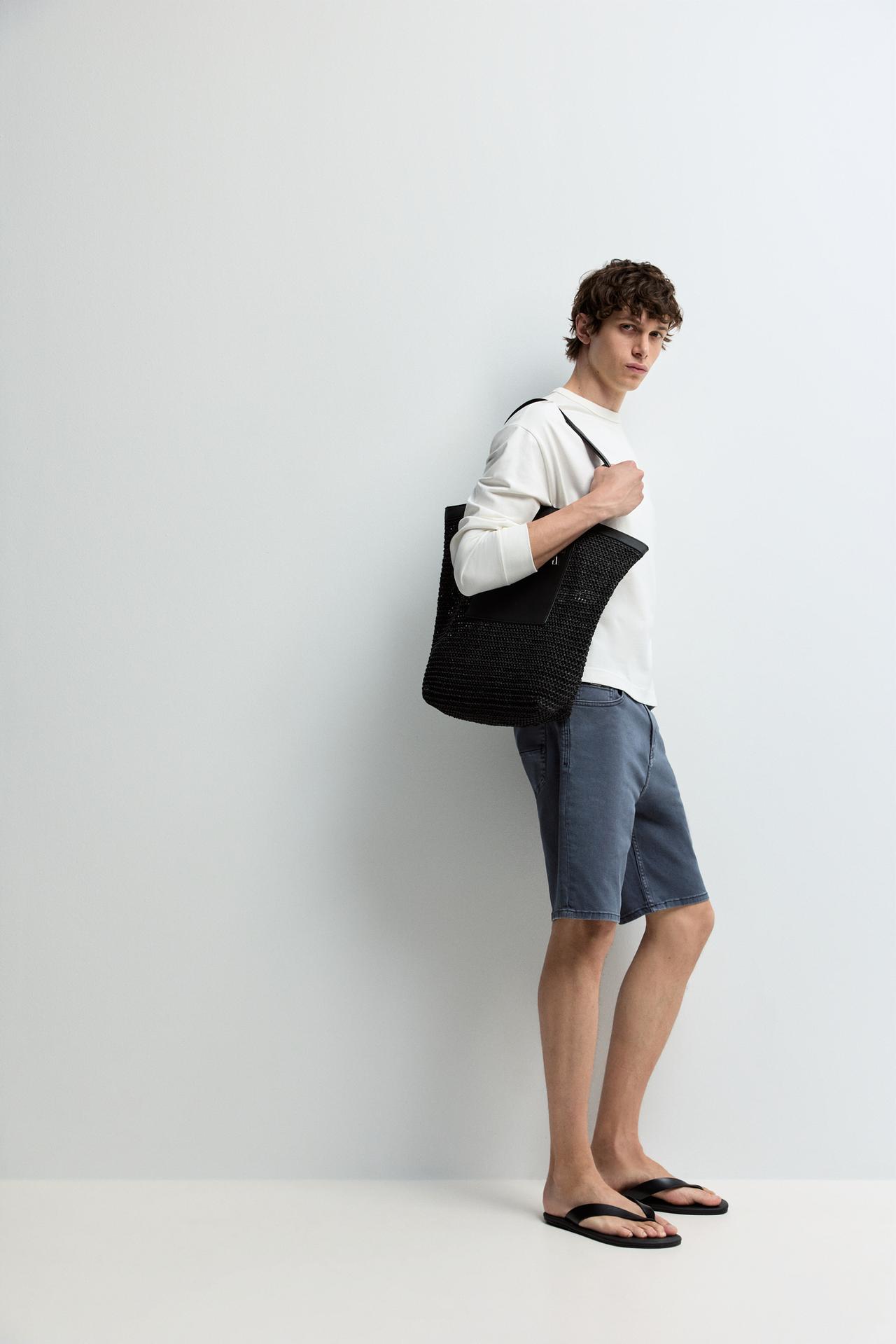 Slim denim Bermuda shorts — INDIGO
