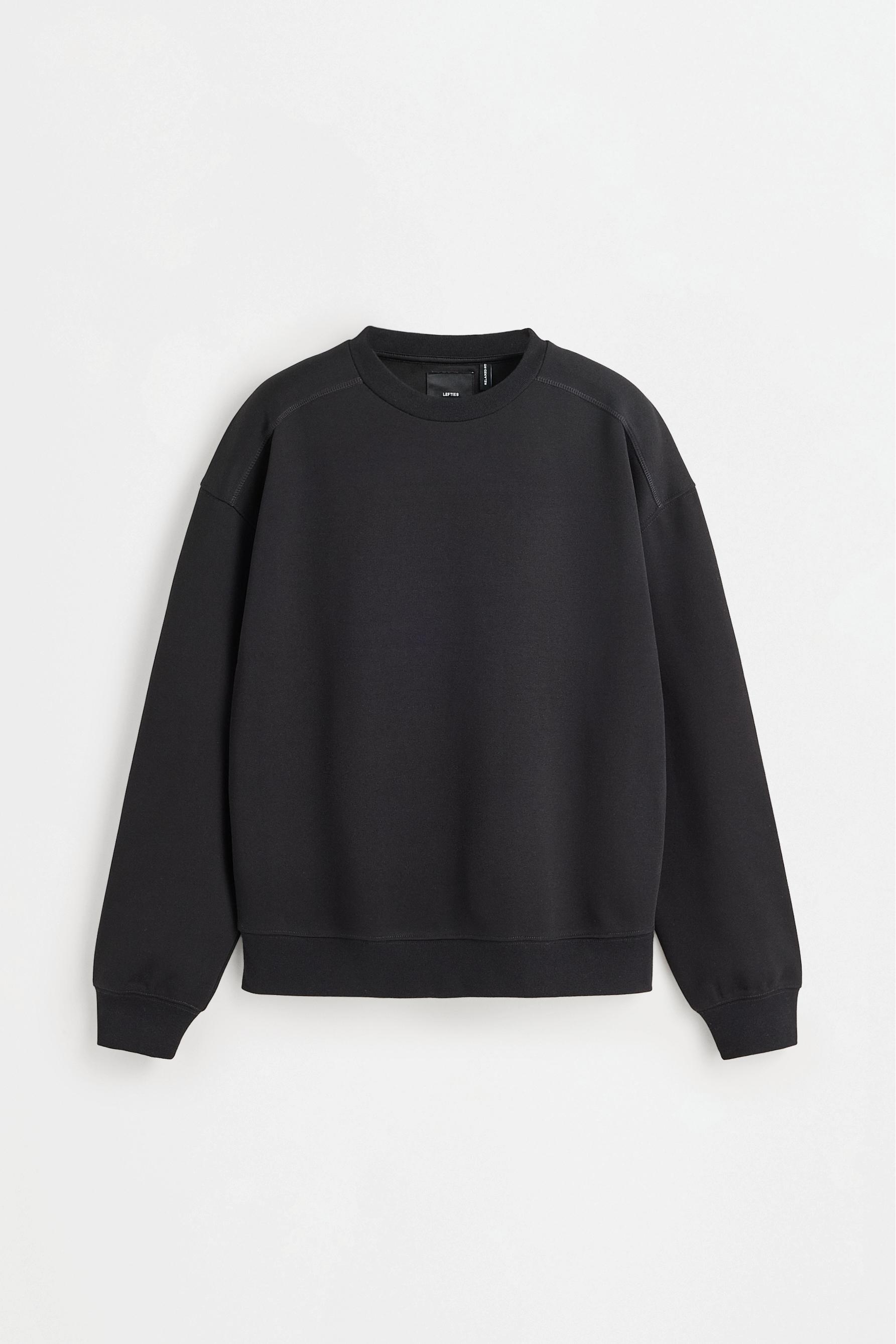 Round neck interlock sweatshirt — BLACK