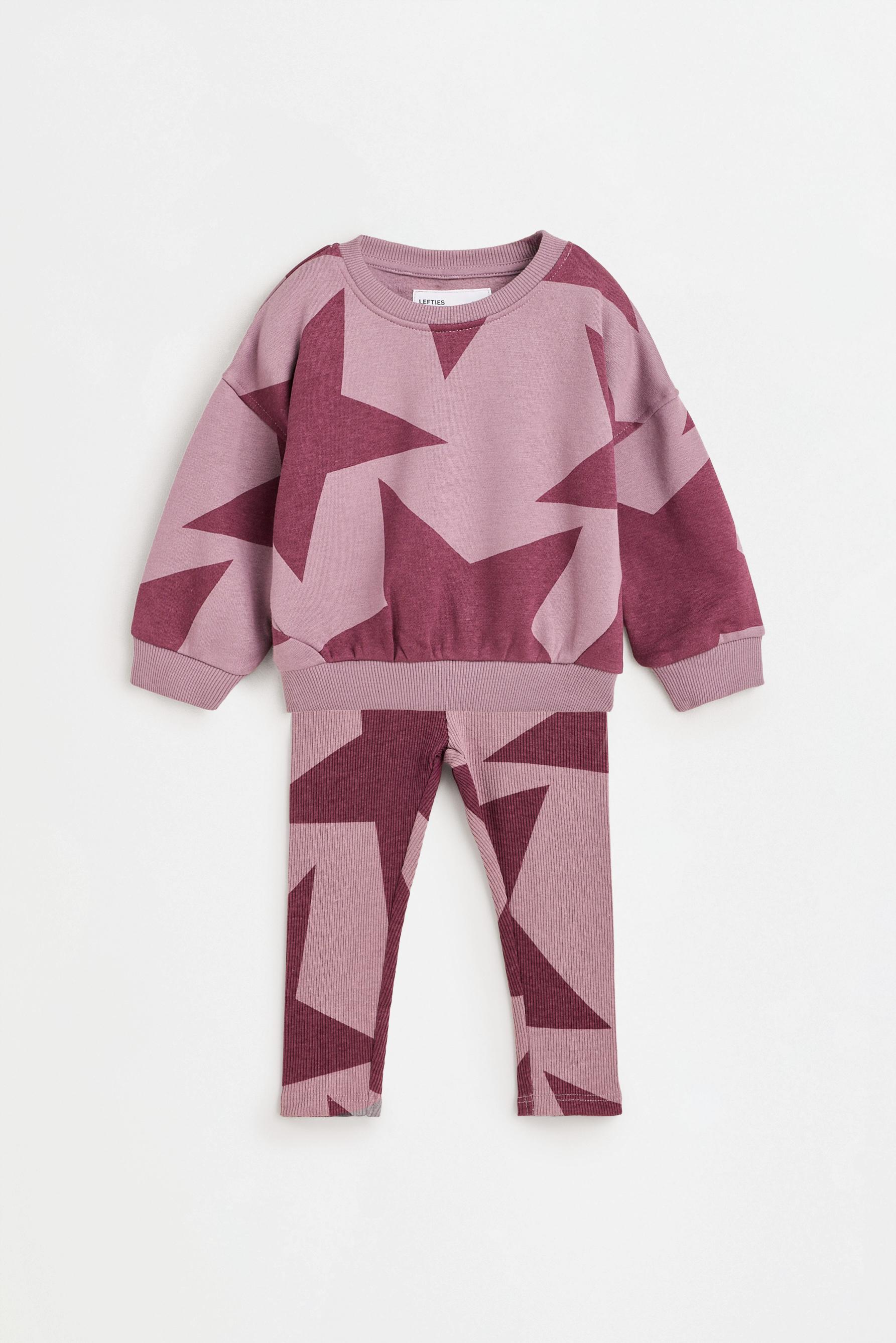 Set sudadera estampada y legging canalé
