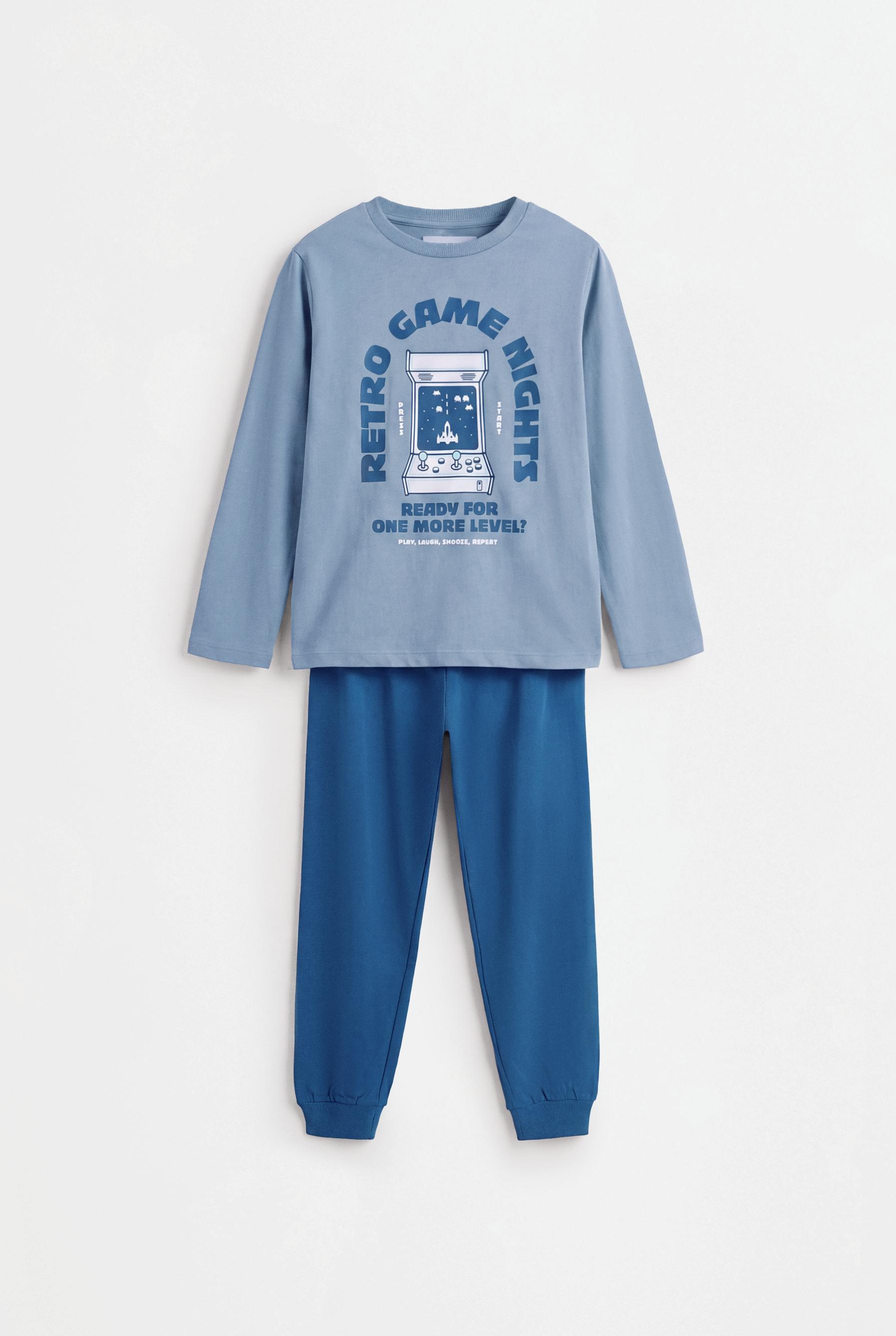 Long printed pyjamas — STEEL BLUE