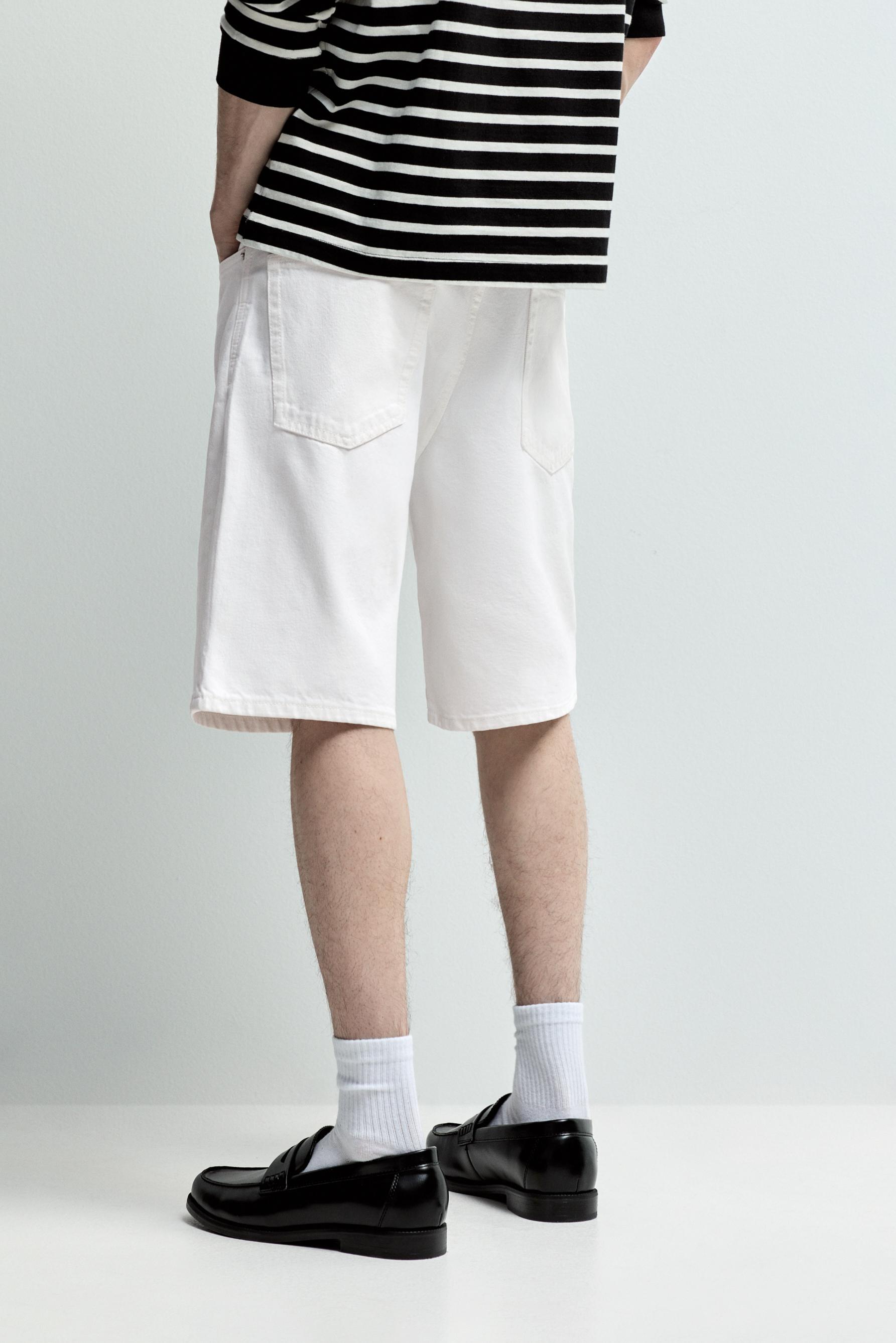 Regular fit denim Bermuda shorts — WHITE
