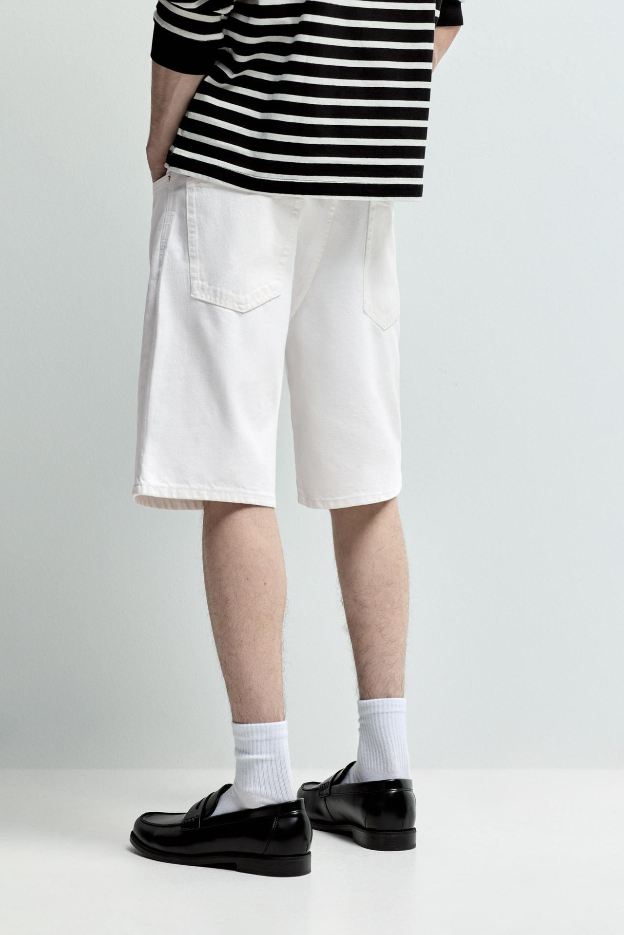 Regular fit denim Bermuda shorts — WHITE