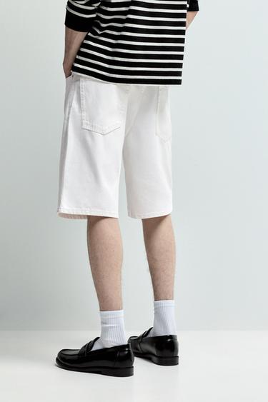 Regular fit denim Bermuda shorts — WHITE 4