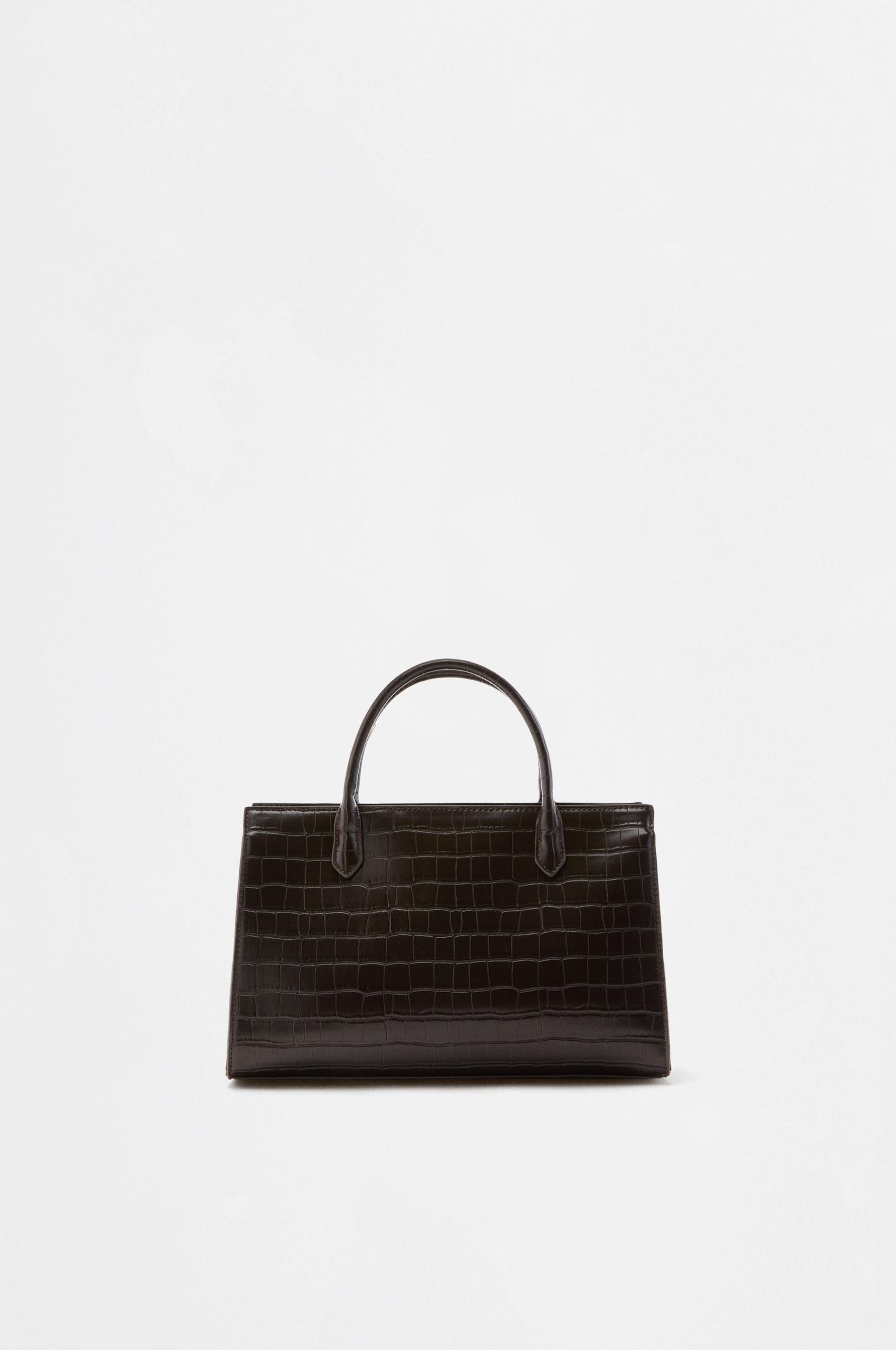 Croc-effect handbag — BROWN