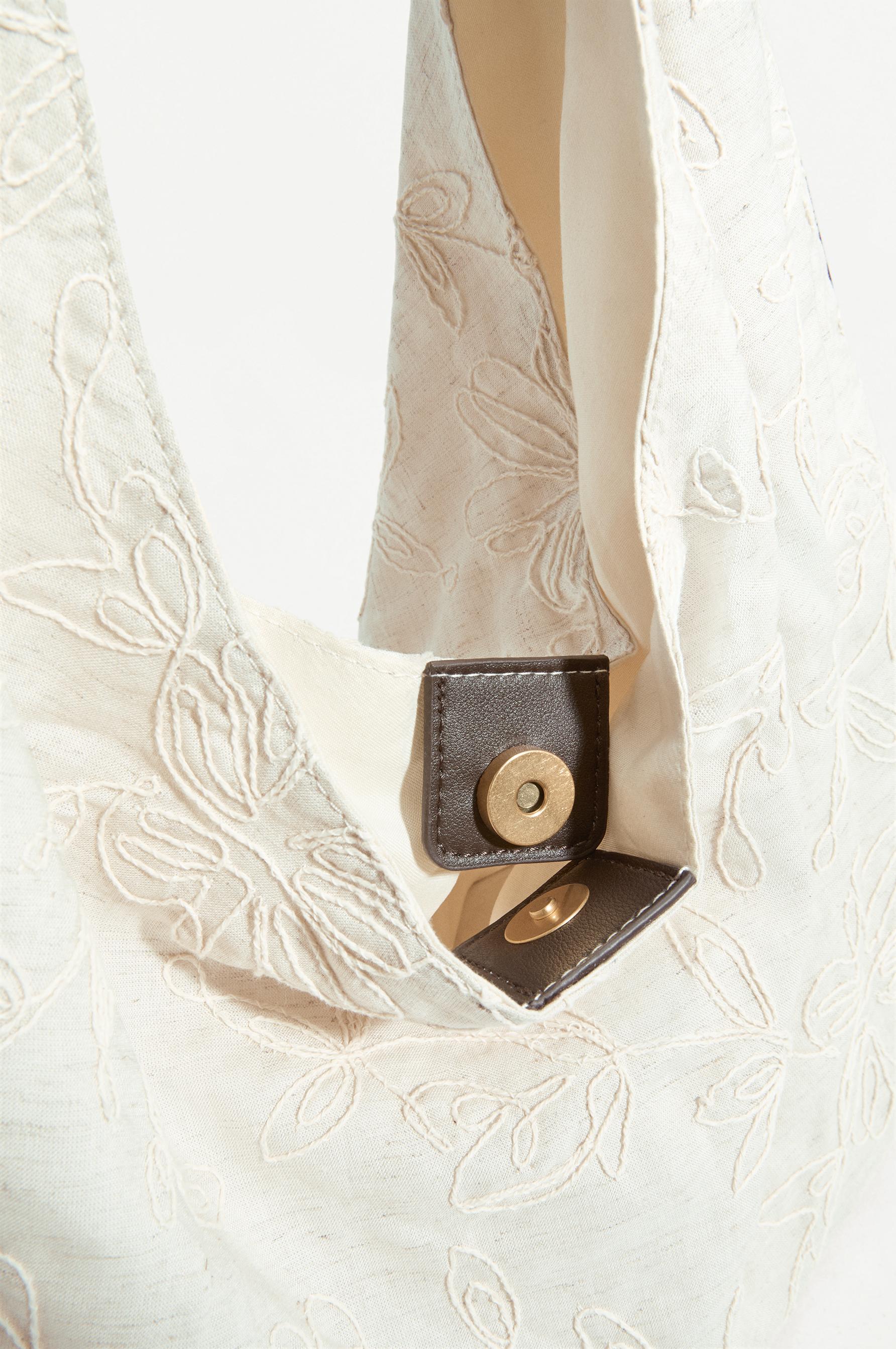 Embroidered canvas tote bag — ECRU