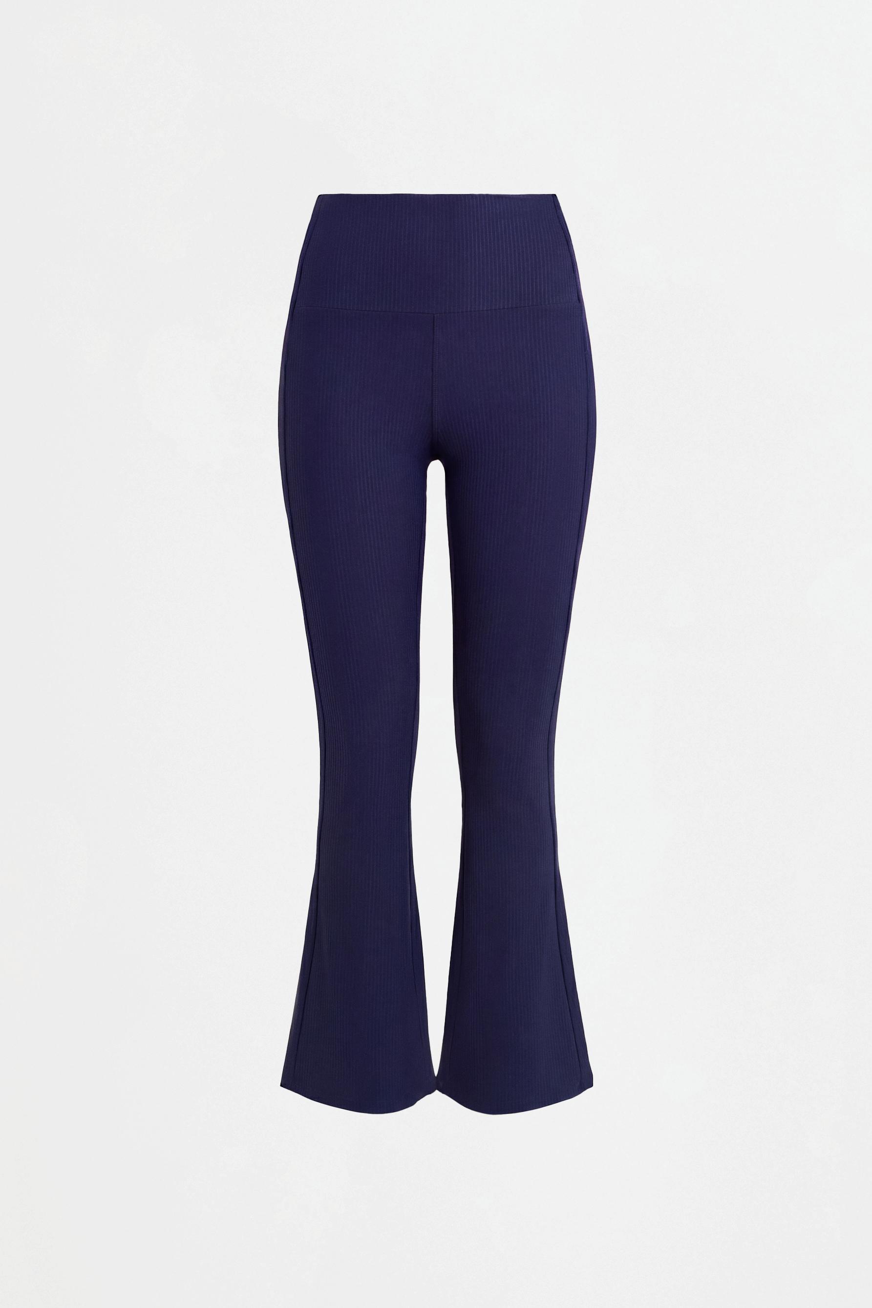 Ribbed flared sports leggings — DARK BLUE