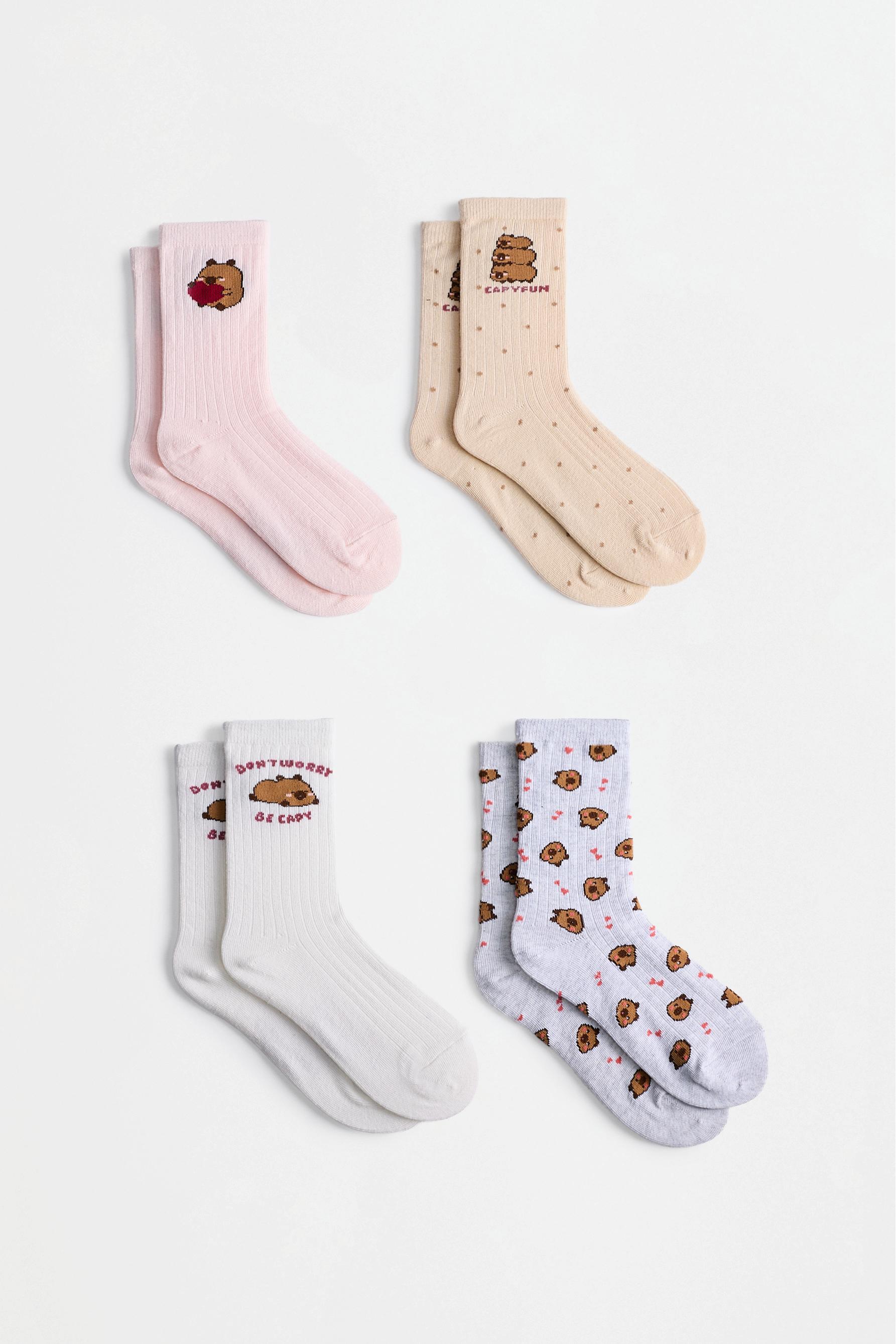 Capybara CAPYFUN© Long Socks (Pack of 4) — PINK TONES