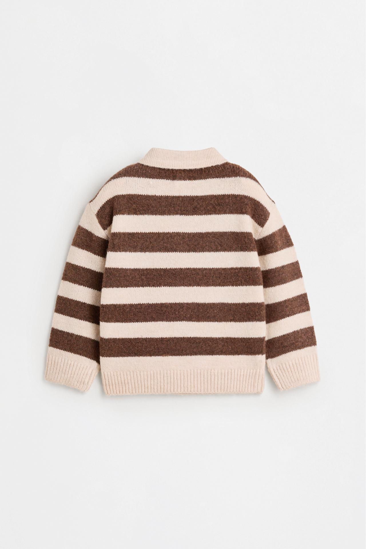Striped zip sweater — DARK BROWN