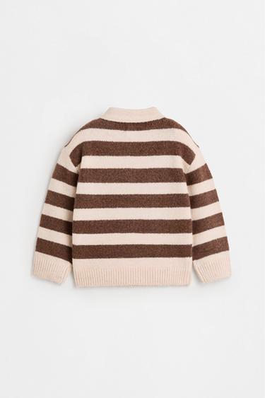 Striped zip sweater — DARK BROWN 4