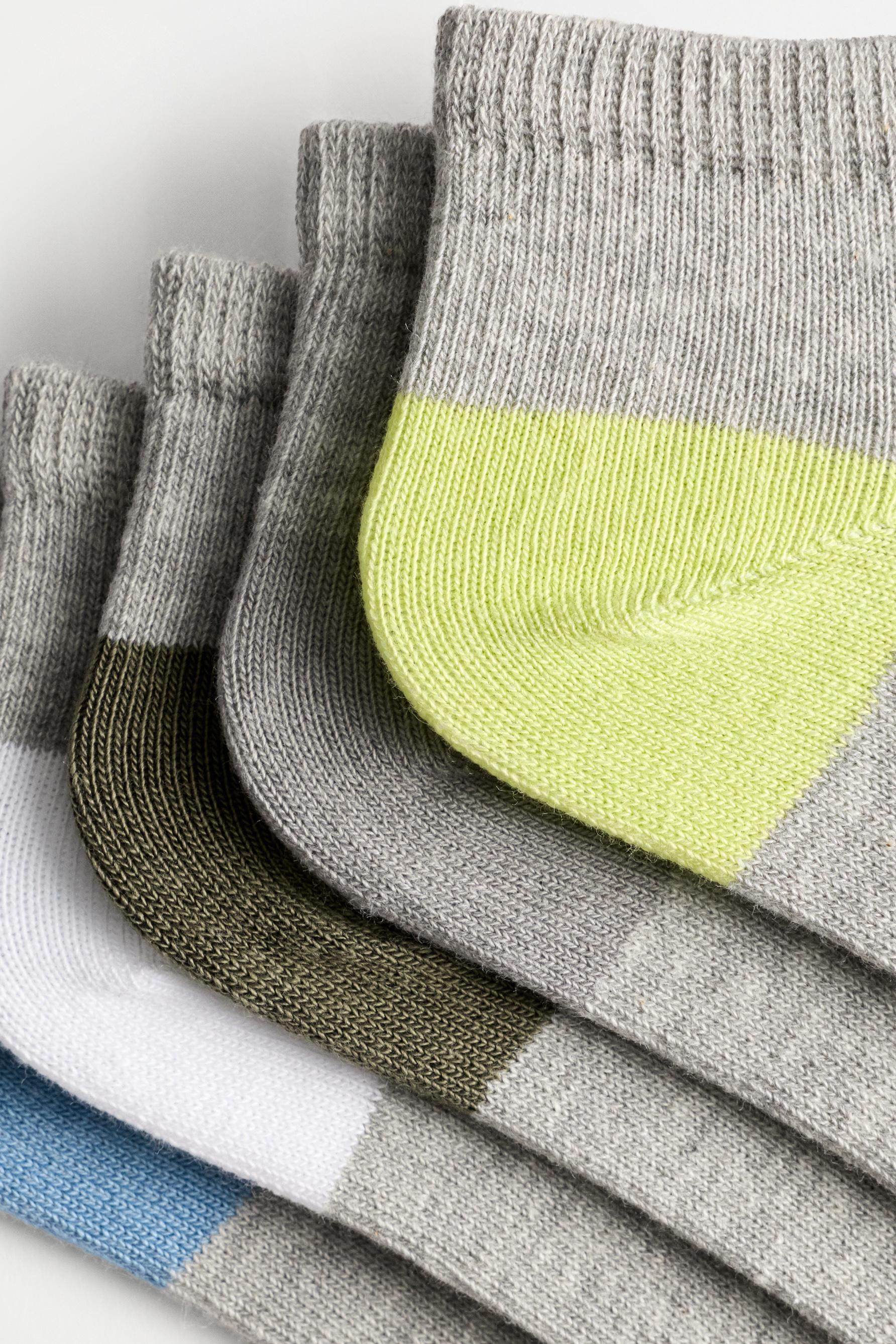 Contrast heel short socks (5-pack) — GREY MARL