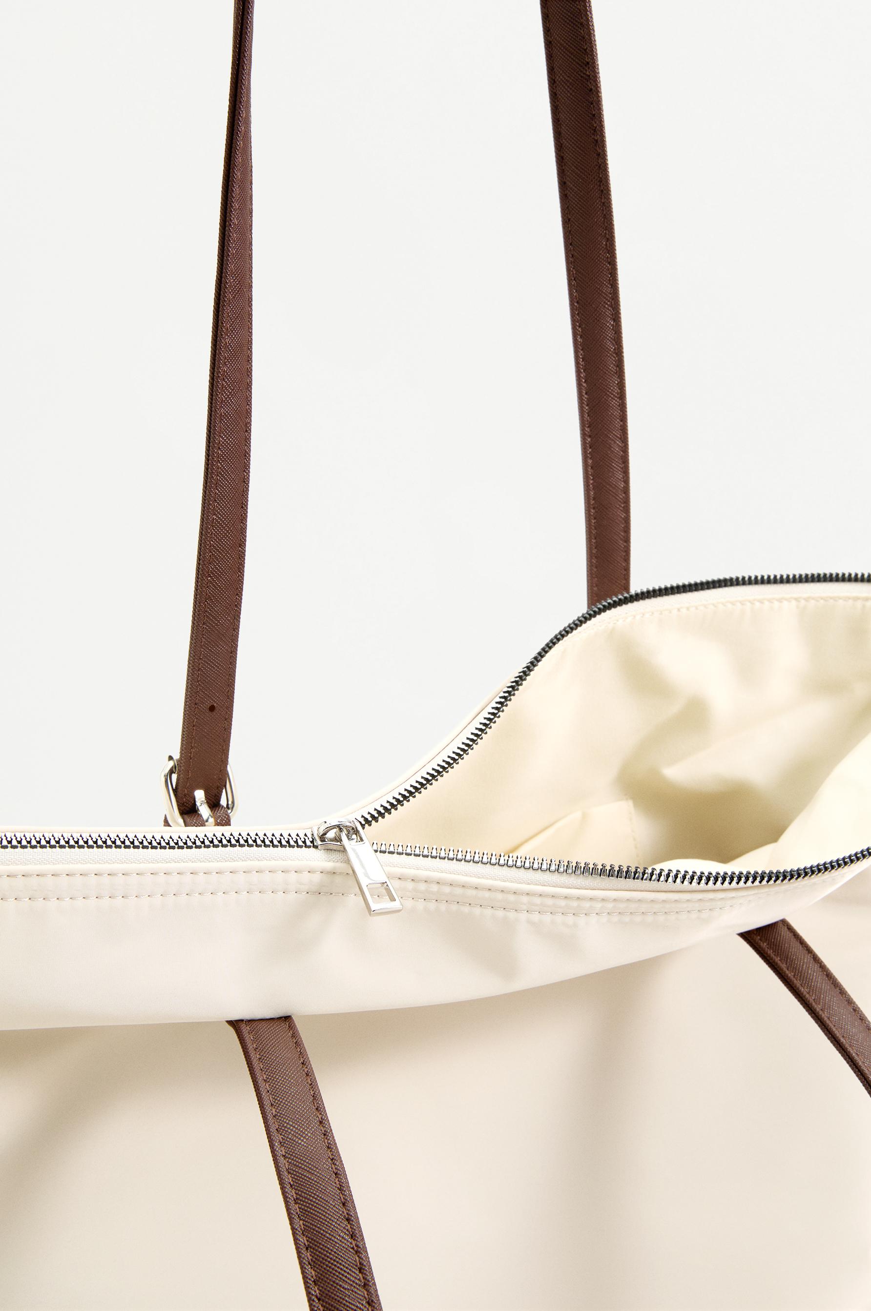 Nylon shopper bag — ECRU