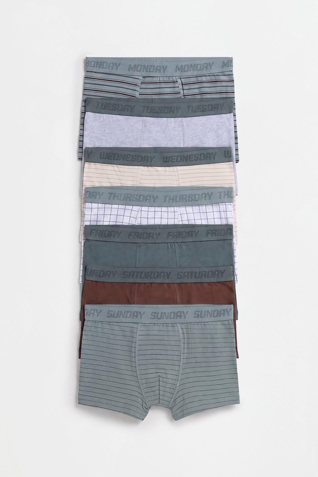 Weekly boxer brief 7-pack — BROWN/GREEN