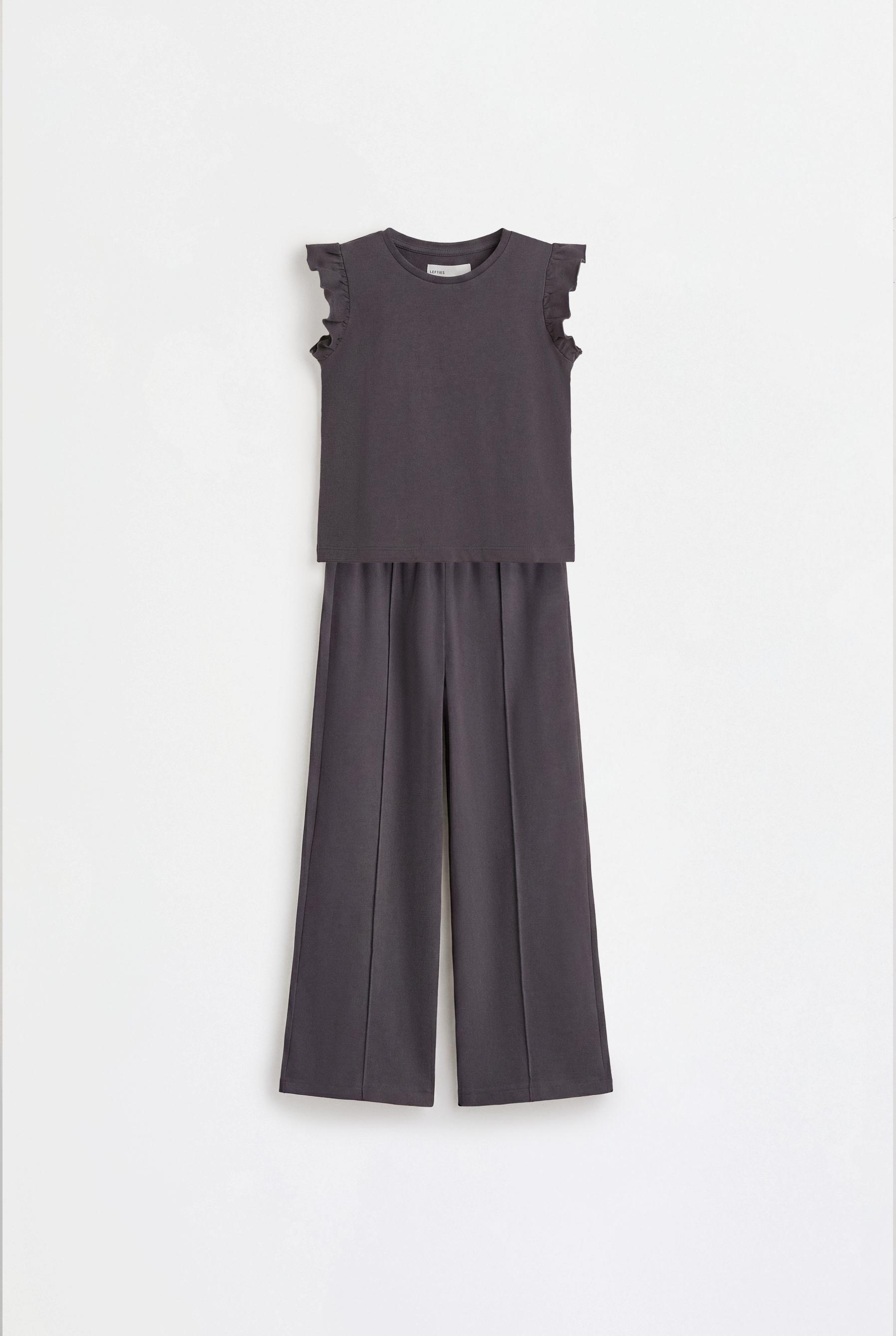 Heavy jersey T-shirt and trousers co-ord — BLUE GREY