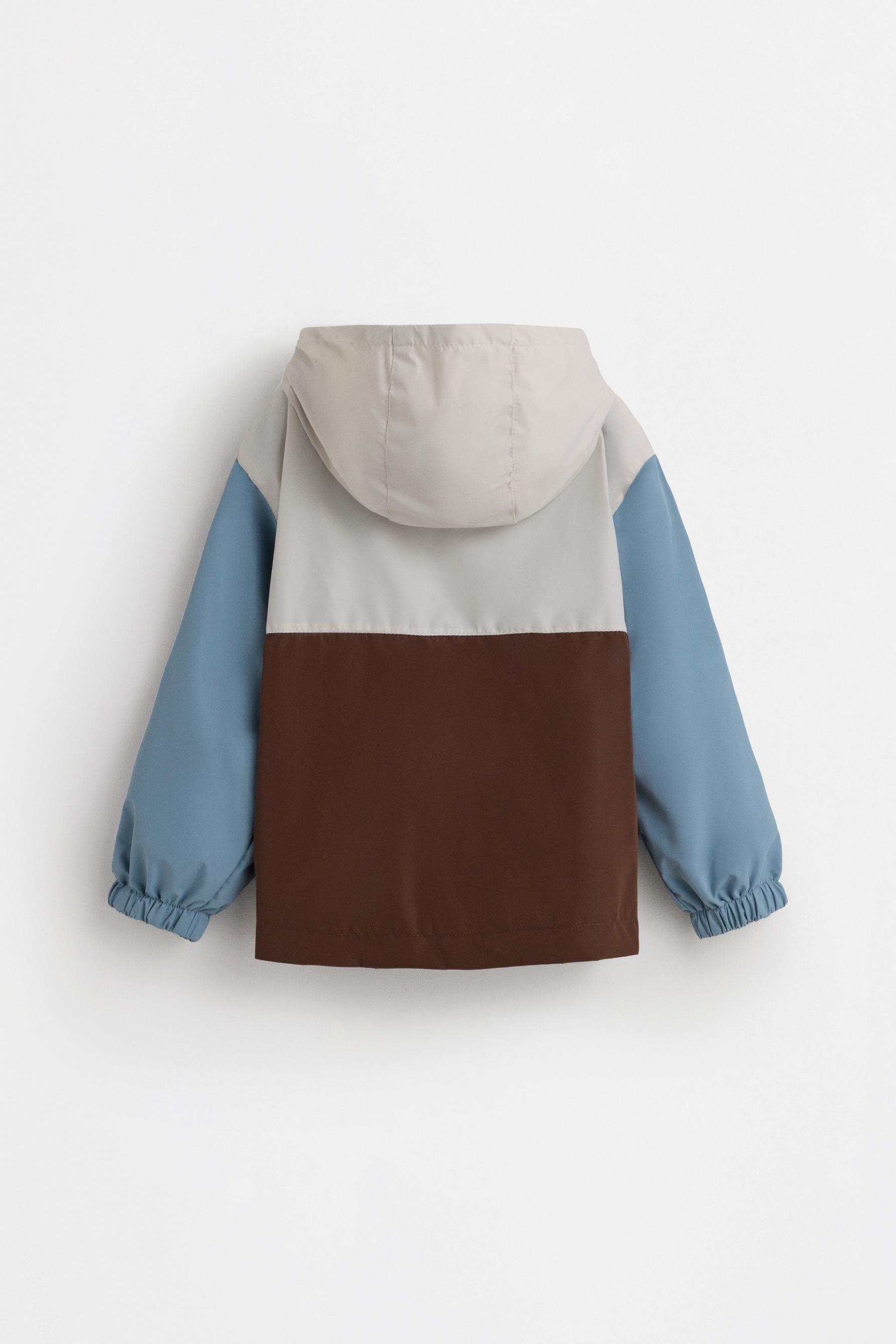 Color block windbreaker jacket — DARK BROWN